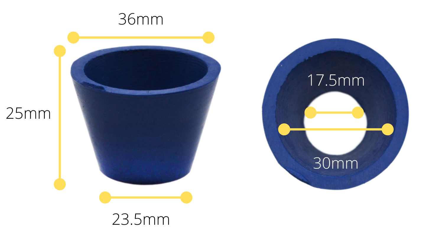 Neoprene Filter Adapter Tapered Cone for Buchner Funnels, Size 3, 36 x 23.5 x 25mm