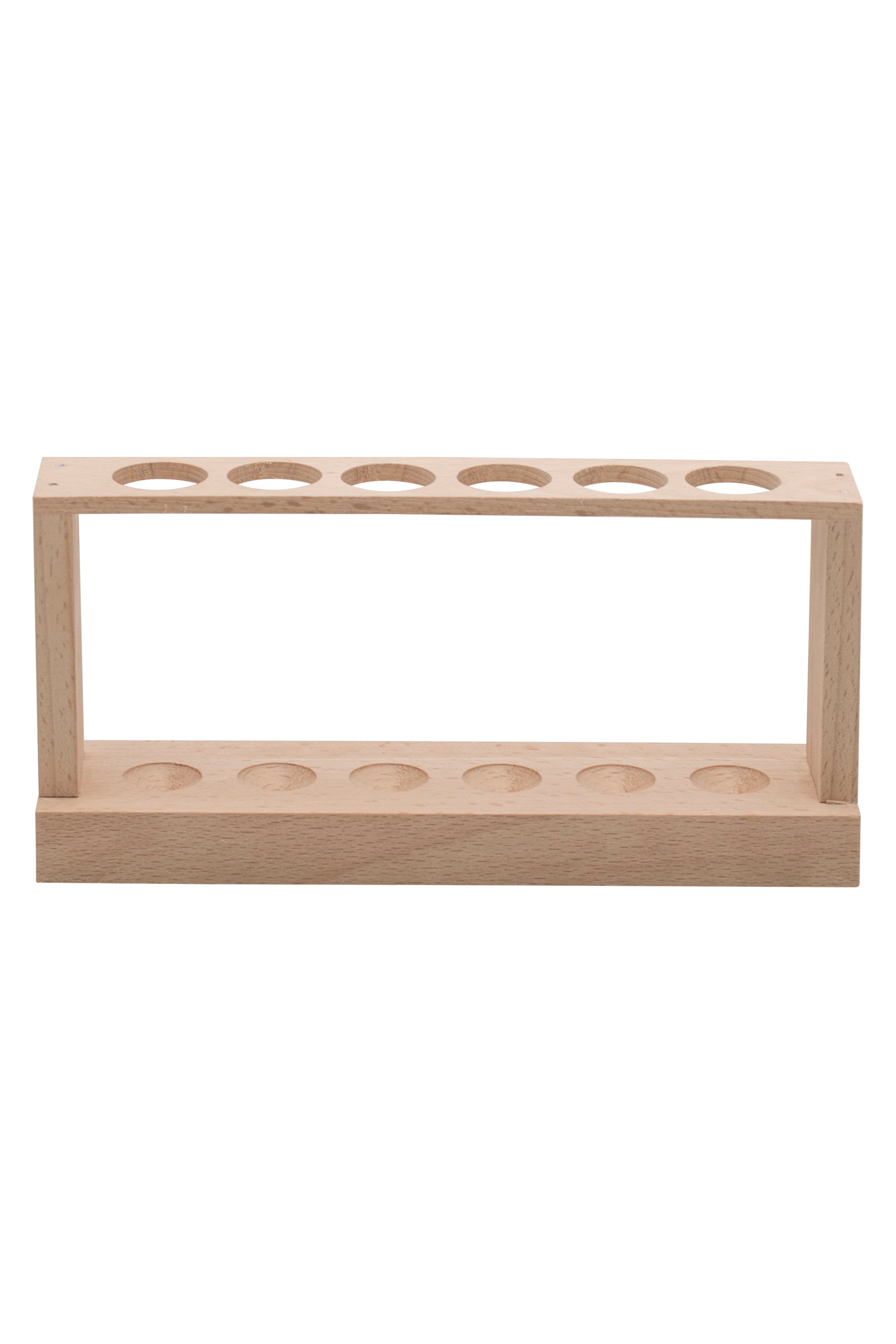 6-Tube Economy Wooden Test Tube Rack, 8" Wide, for 22mm Tubes