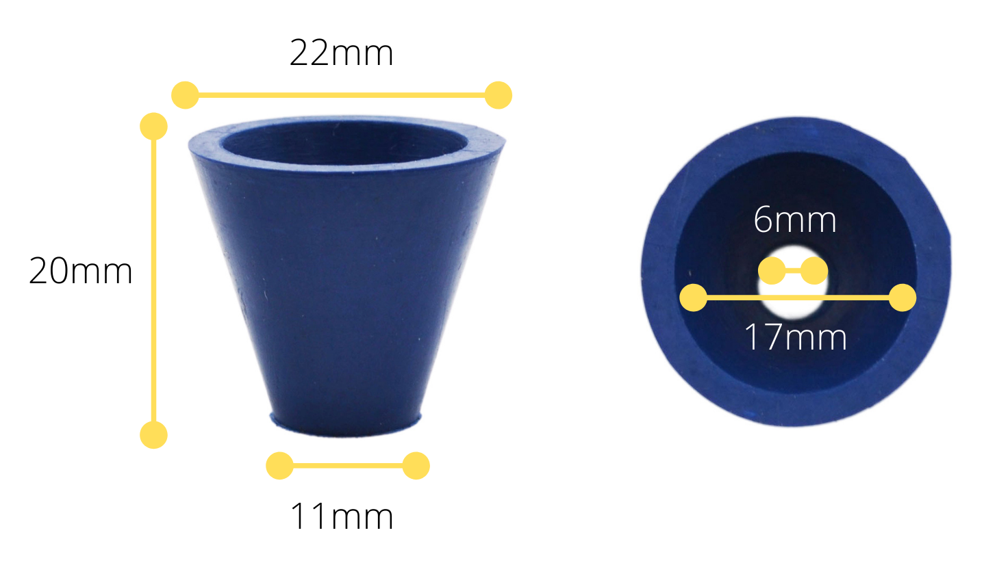Neoprene Filter Adapter Tapered Cone for Buchner Funnels, Size 1, 22 x 11 x 20mm