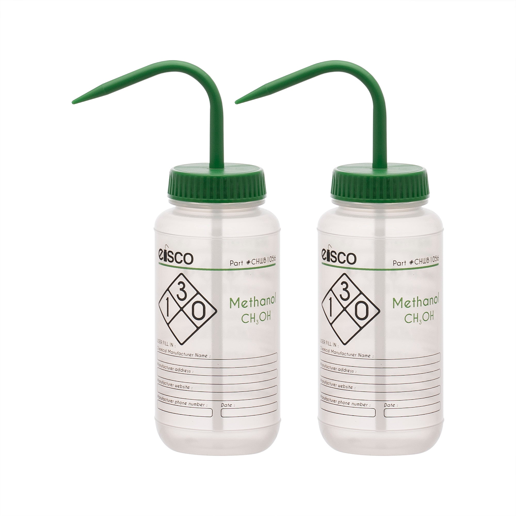Methanol Wash Bottle, Polypropylene, 2-Color Label, 500mL