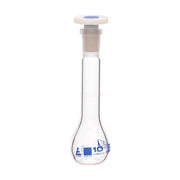 Class B Borosilicate Glass Volumetric Flask with Polyethylene Stopper, Blue Graduations