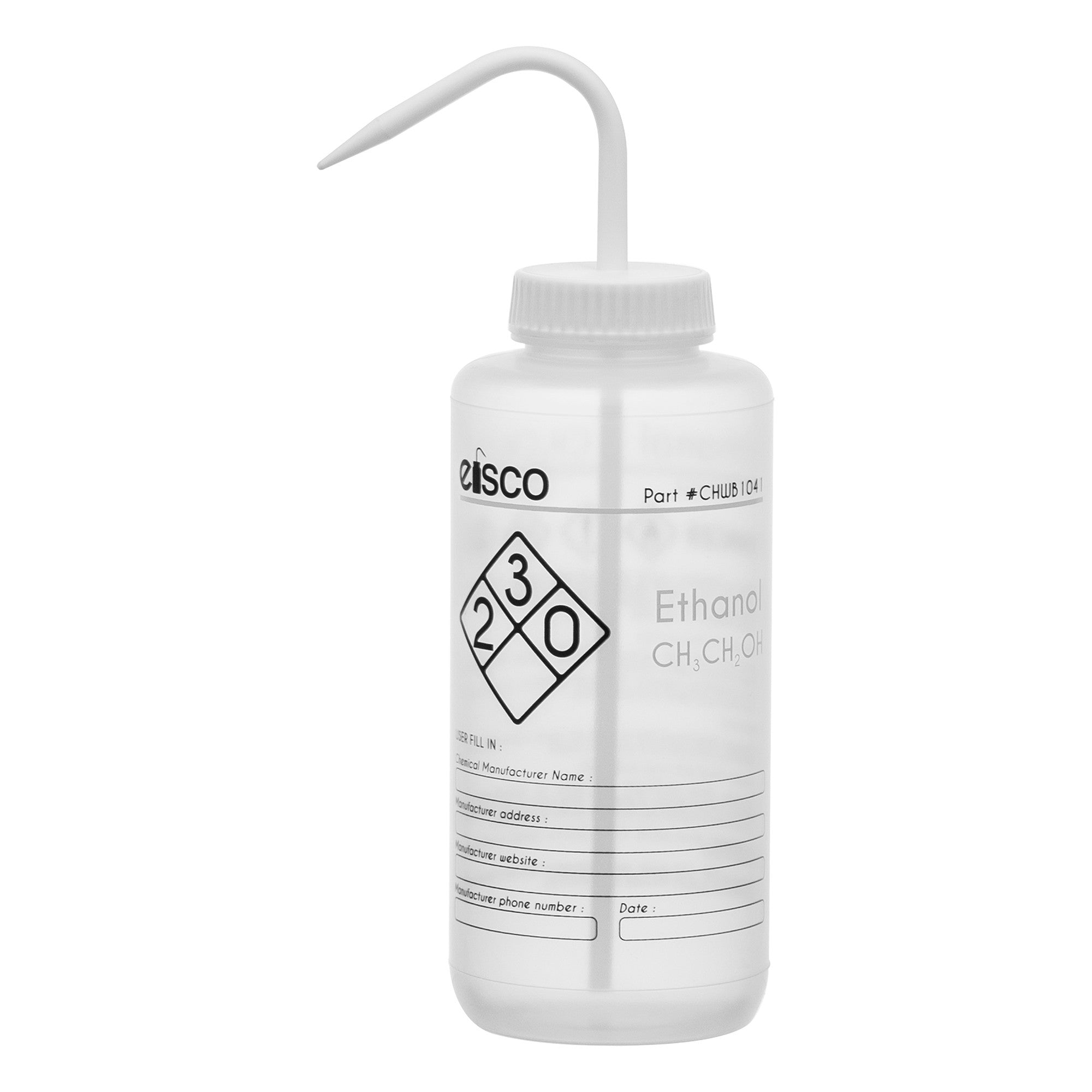 Ethanol Wash Bottle, LDPE, 2-Color Label, 1000mL