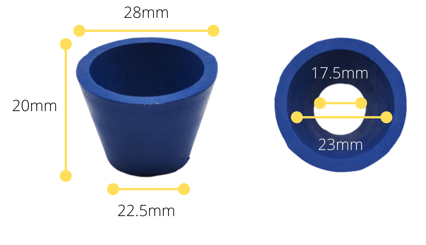 Neoprene Filter Adapter Tapered Cone for Buchner Funnels, Size 2, 28 x 22.5 x 20mm