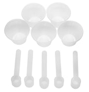 5-Pack Polypropylene Cup and Scoop Set, 25mL Cups and 2.5mL Scoops