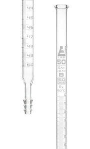 Class B Burette with Ribbed Outlet (No Stopcock), 50mL, White Graduations, Borosilicate Glass