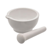 Porcelain Mortar and Pestle Set with Unglazed Grinding Surface, 6 inch
