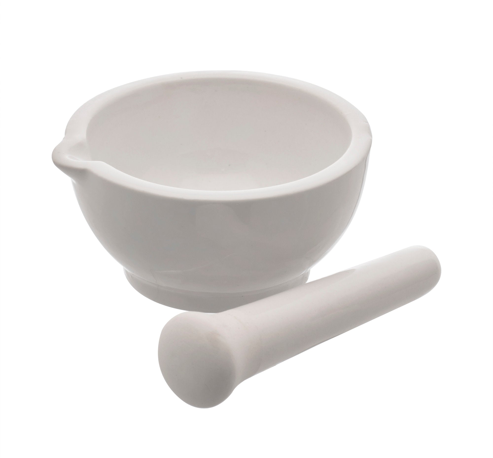 Porcelain Mortar and Pestle Set with Unglazed Grinding Surface, 6 inch