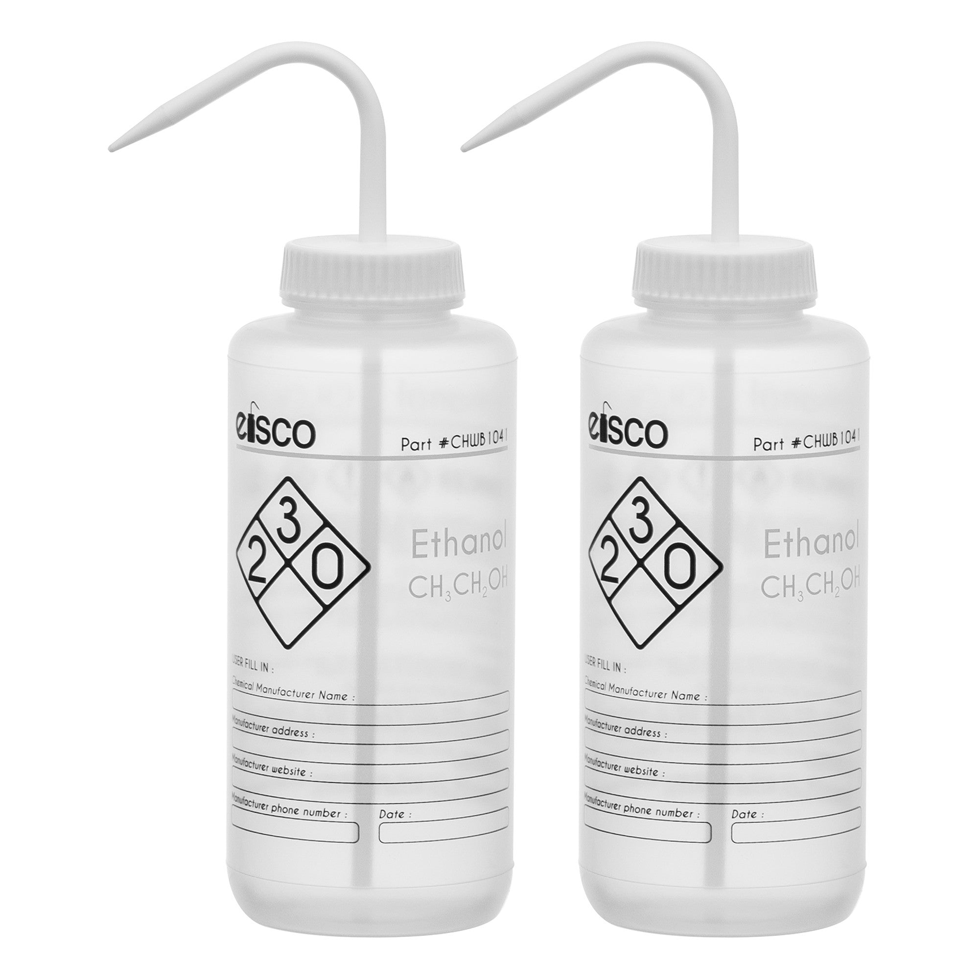 Ethanol Wash Bottle, LDPE, 2-Color Label, 1000mL