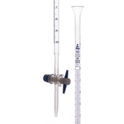 Class B Burette with PTFE Key Stopcock, 10mL, Blue Graduations, Borosilicate Glass