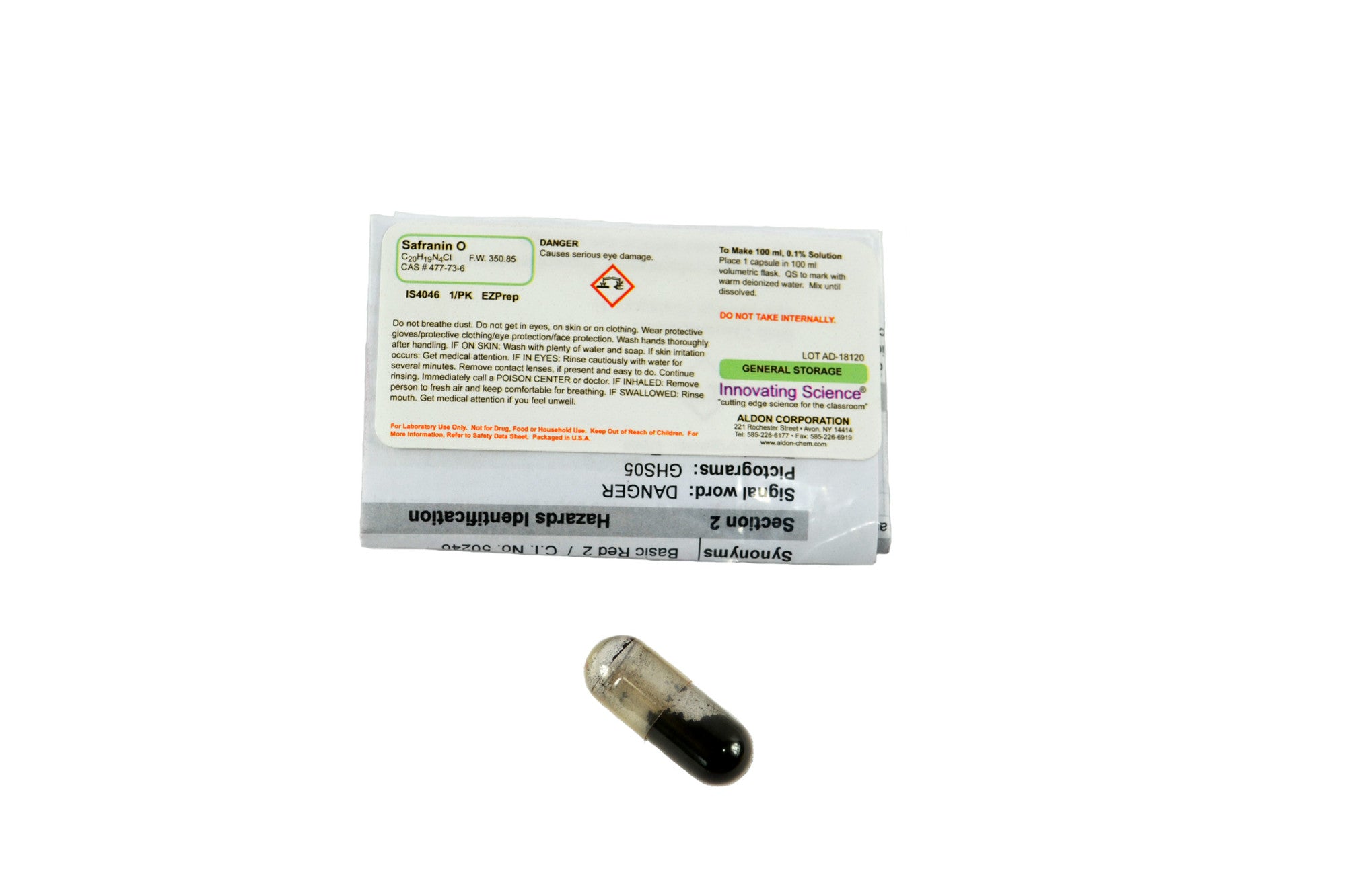 Safranin: EZ-Prep - Capsule - Makes 0.1% Solution 100Ml