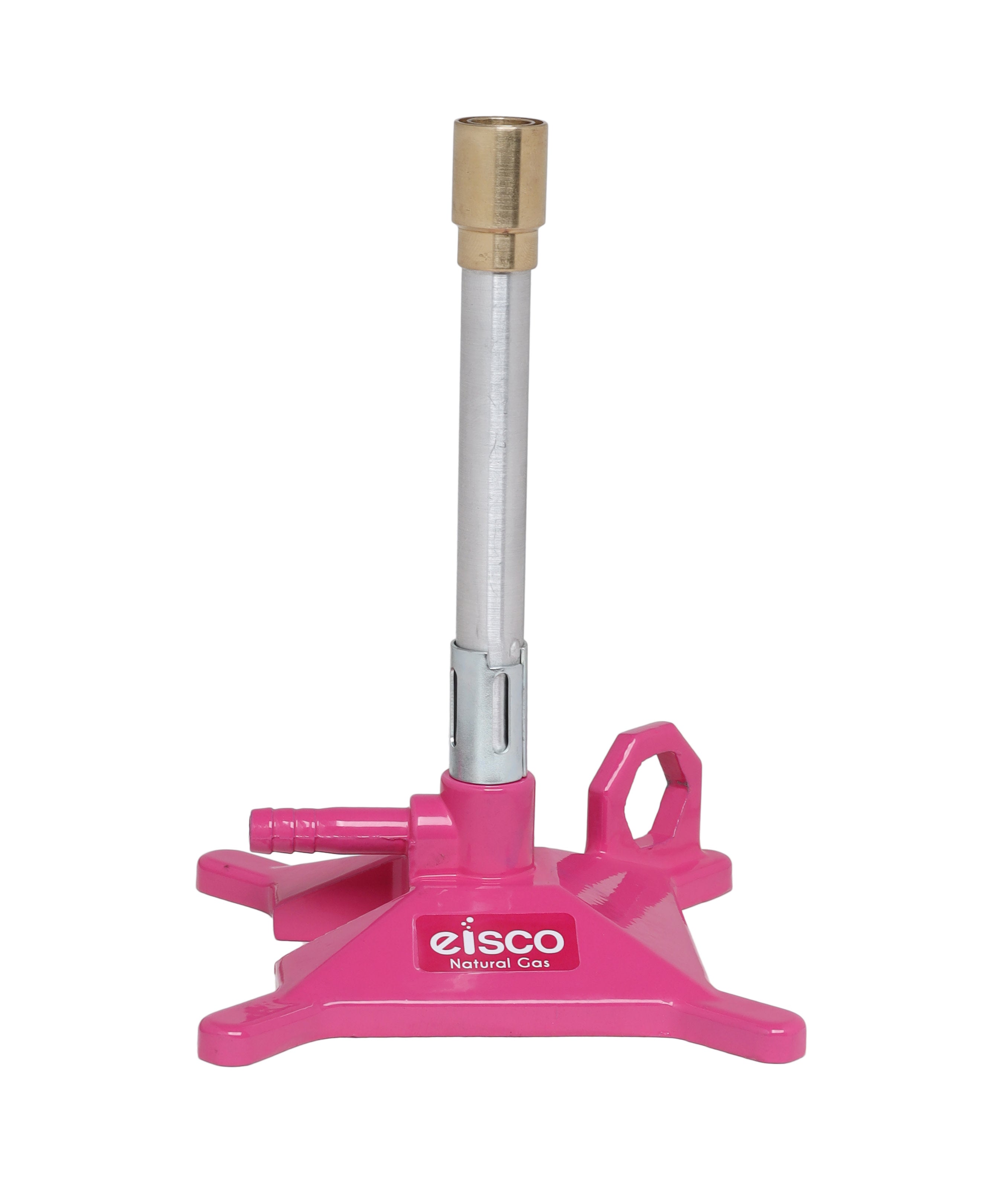 Pink Natural Gas Bunsen Burner with Cast Iron StabiliBase and Flame Stabilizer