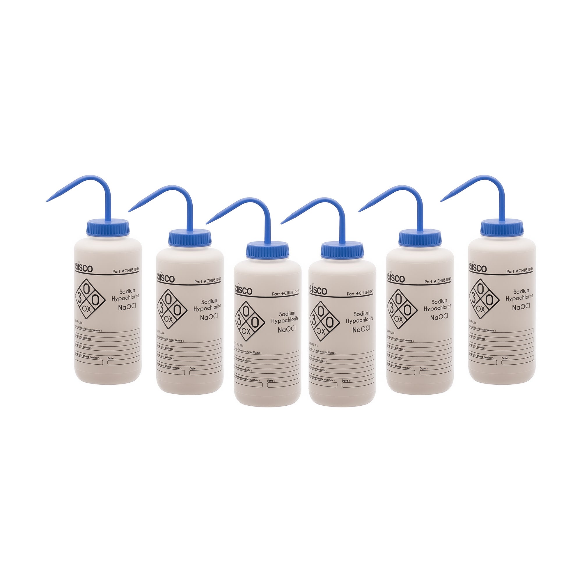 Sodium Hypochlorite (Bleach) Wash Bottle, LDPE, 1-Color Label, 1000mL