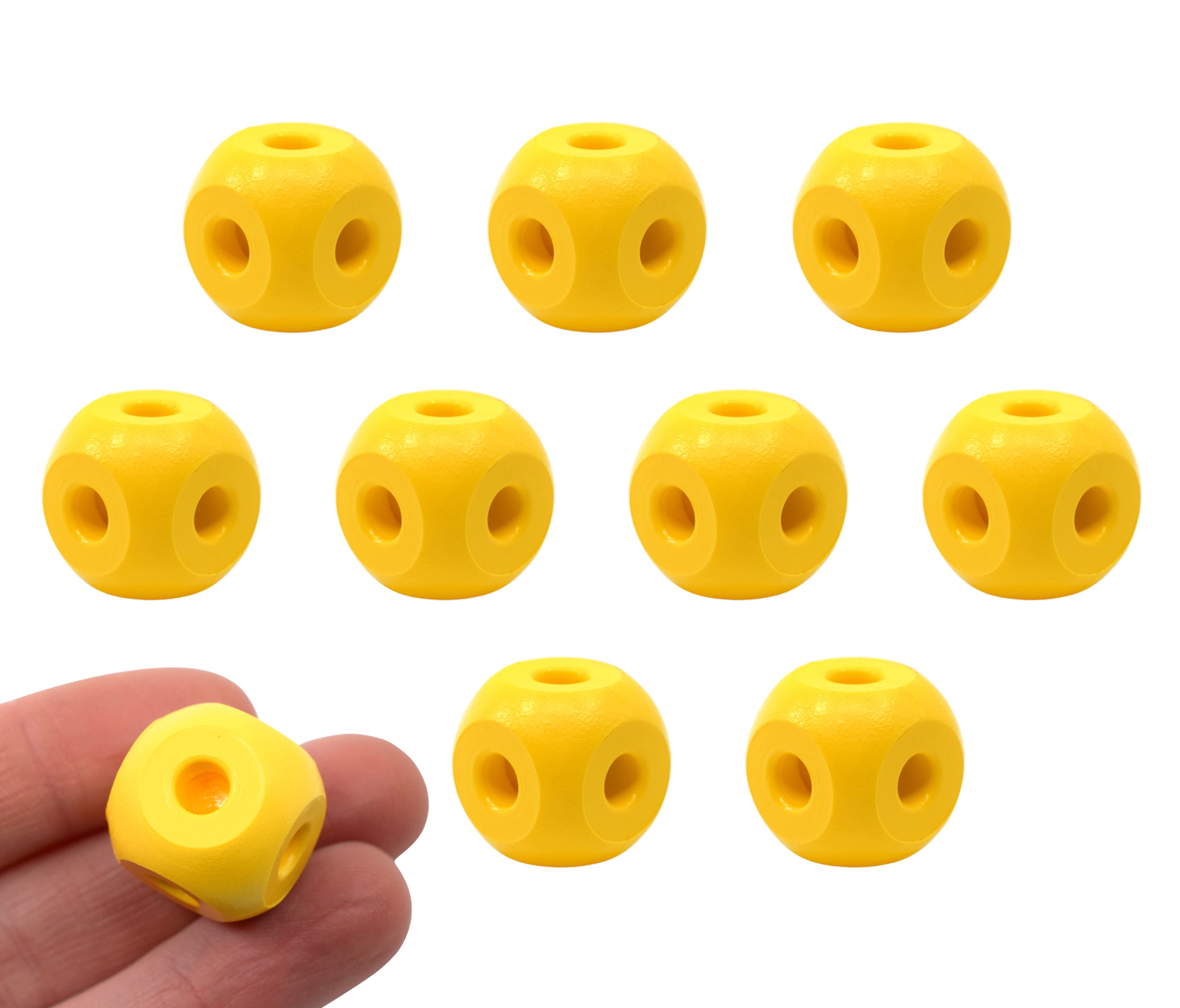 Yellow Molecular Model Atom, 2.2cm, 6 Holes, 10-Pack