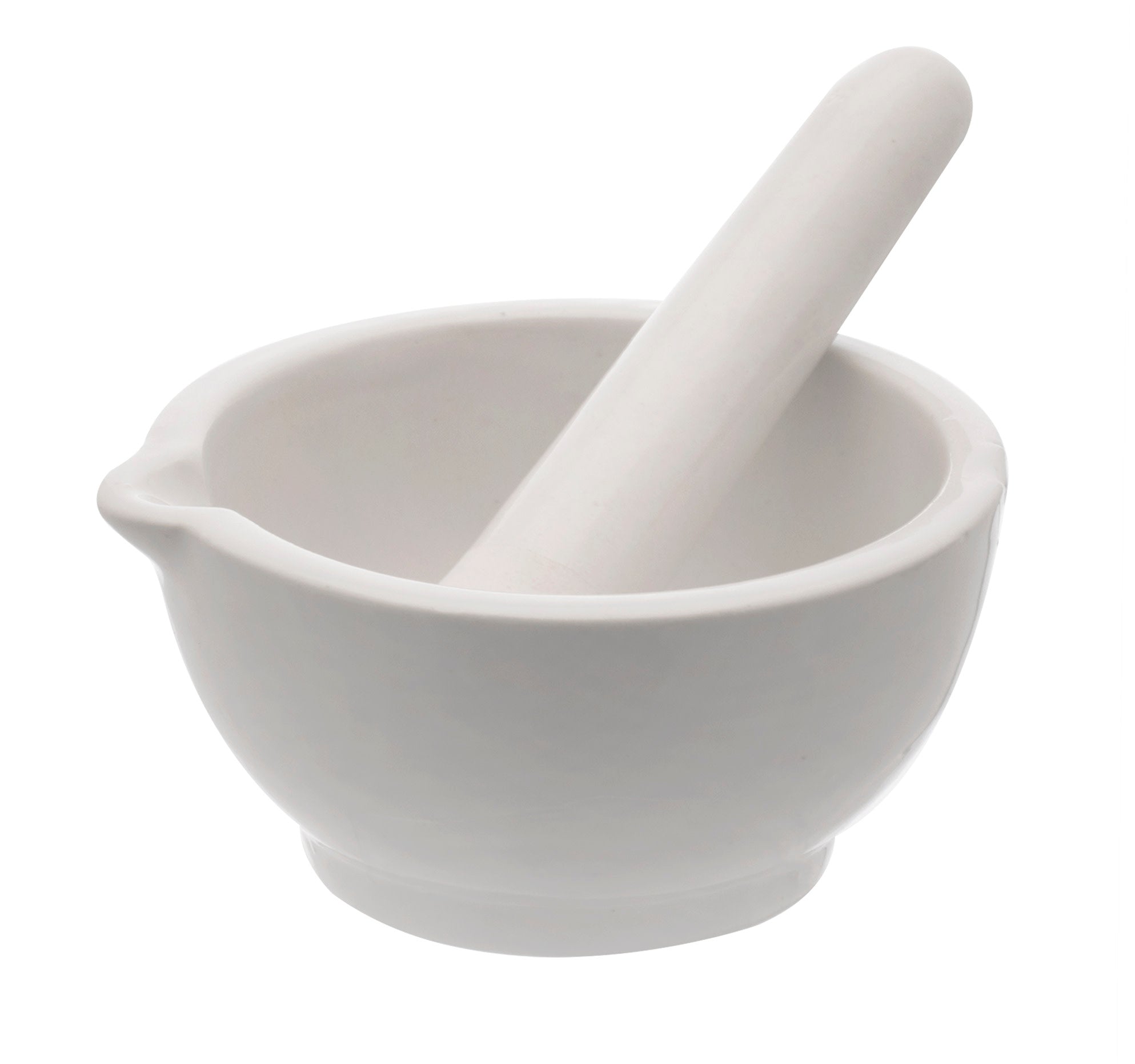 Porcelain Mortar and Pestle Set with Unglazed Grinding Surface, 6 inch