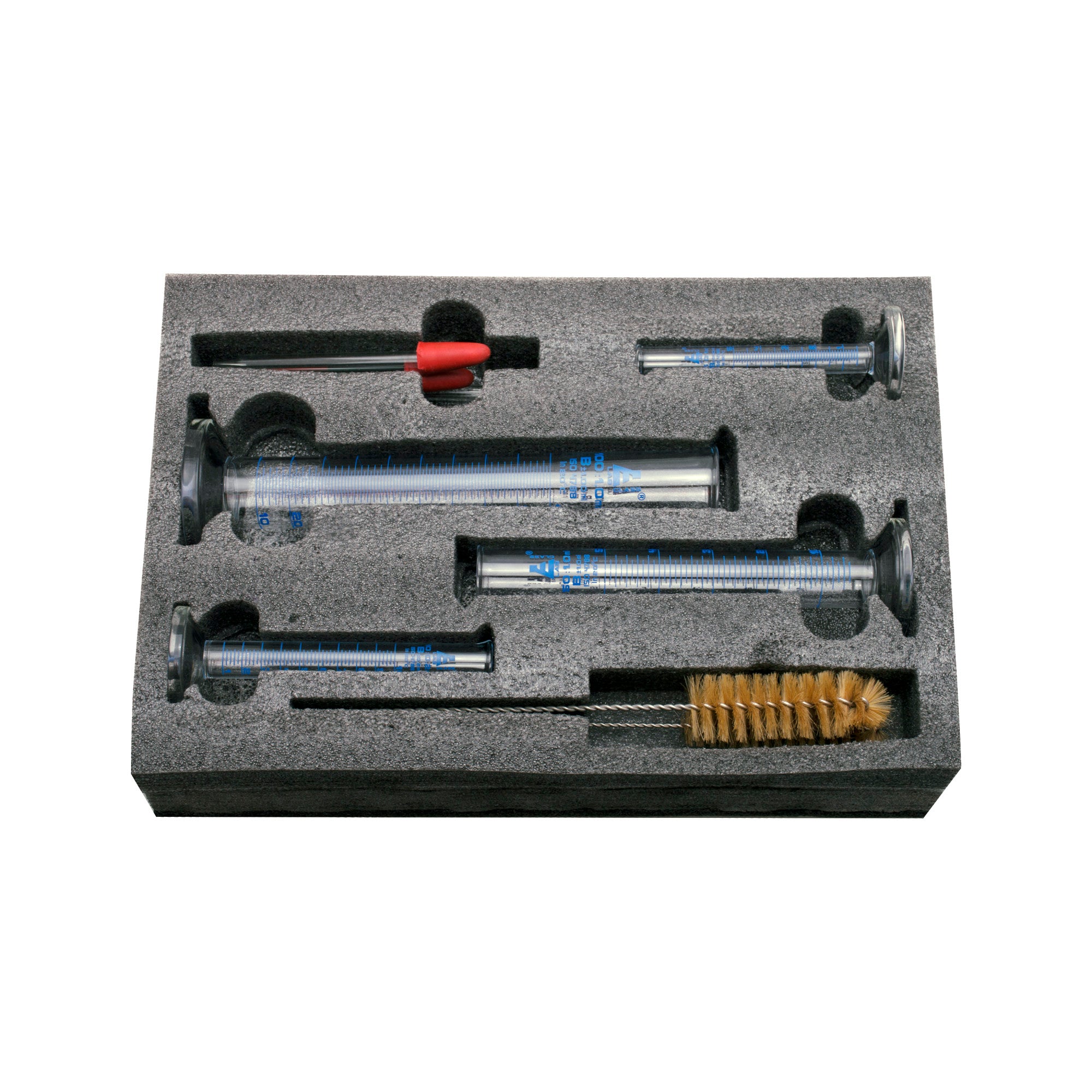 Class B 9-Piece Graduated Cylinder Kit with Cylinders, Droppers and Cleaning Brushes, Borosilicate 3.3 Glass