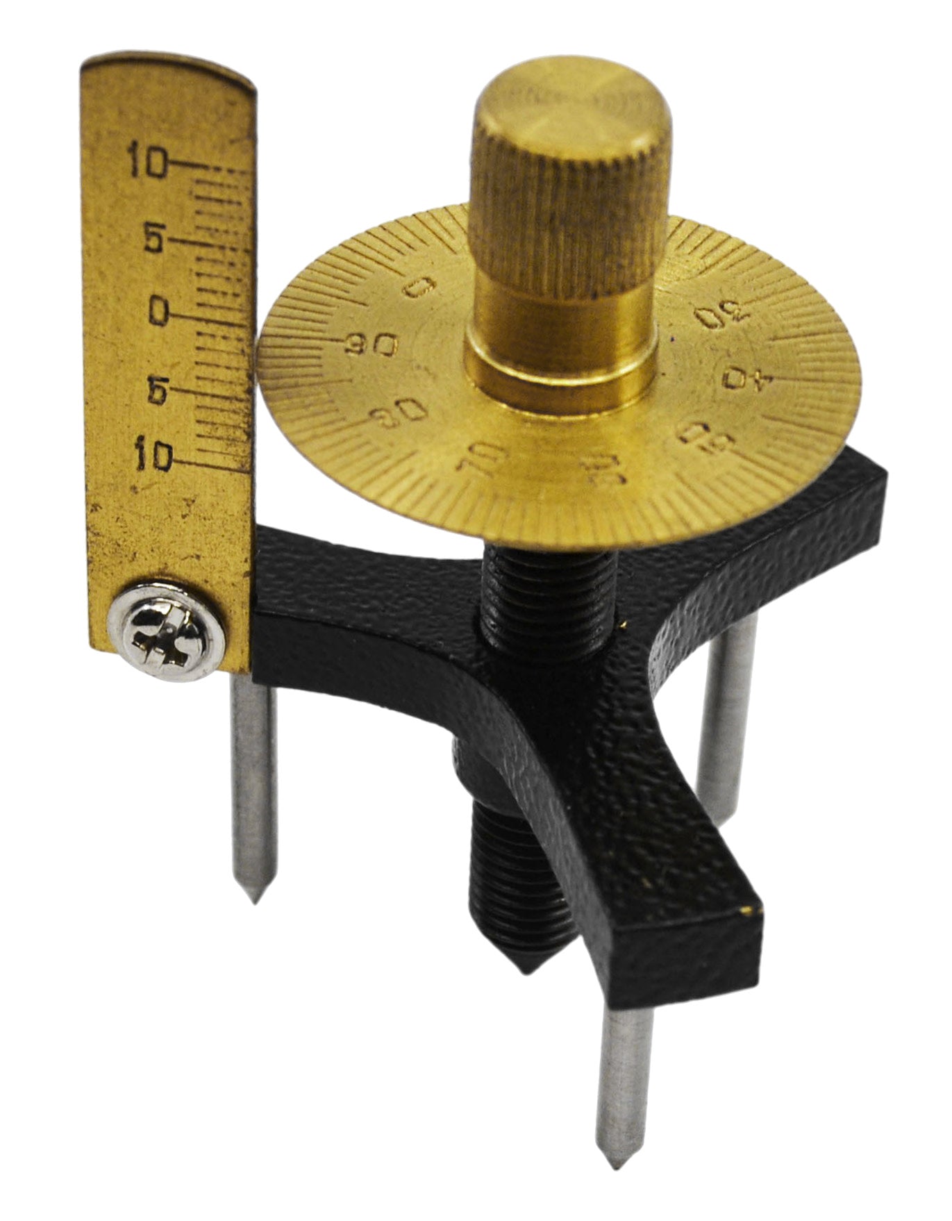 Spherometer with Brass Dial Head and 3 Stainless Steel Legs, 2.5"