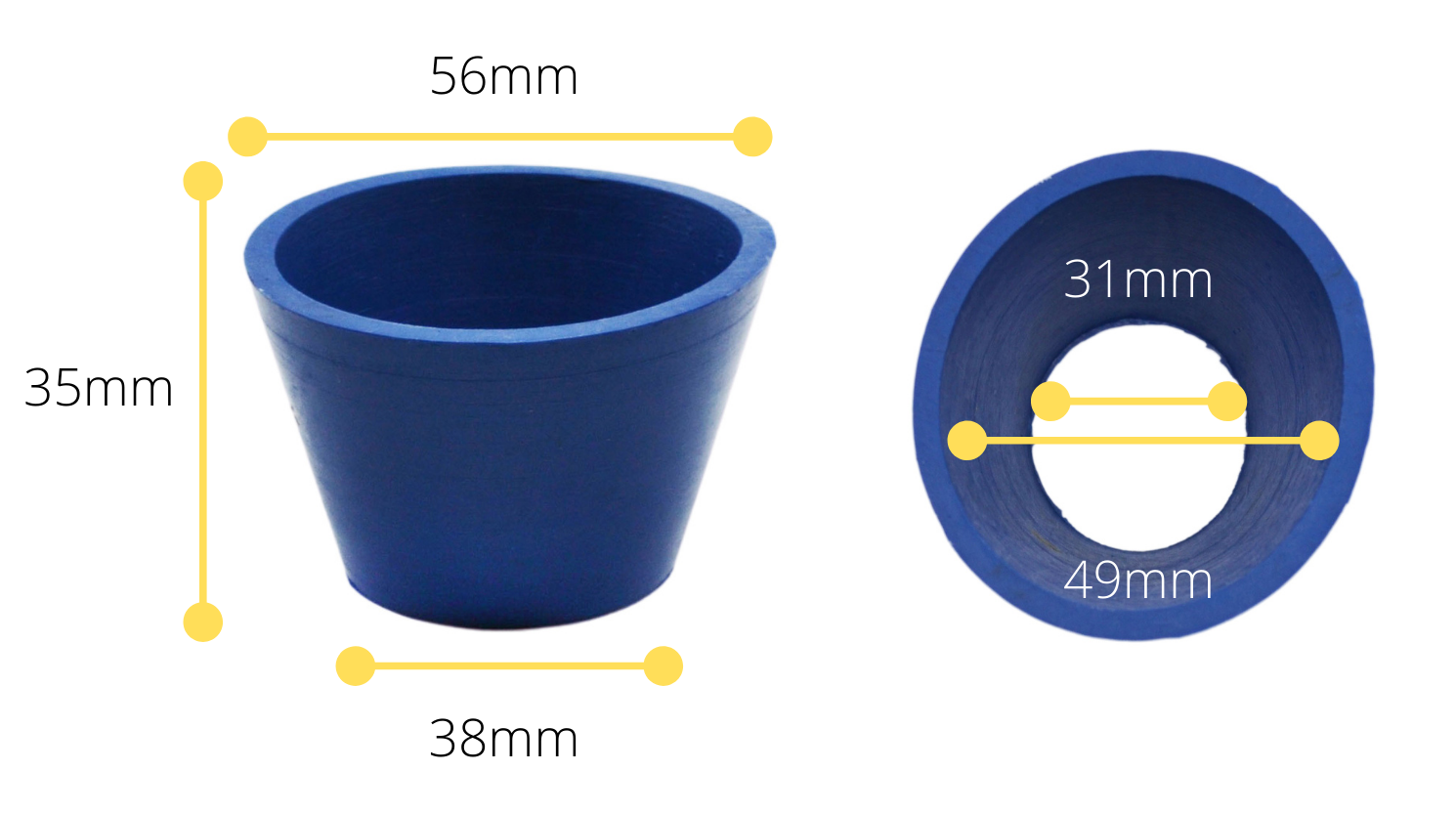 Neoprene Filter Adapter Tapered Cone for Buchner Funnels, Size 5, 56 x 38 x 35mm