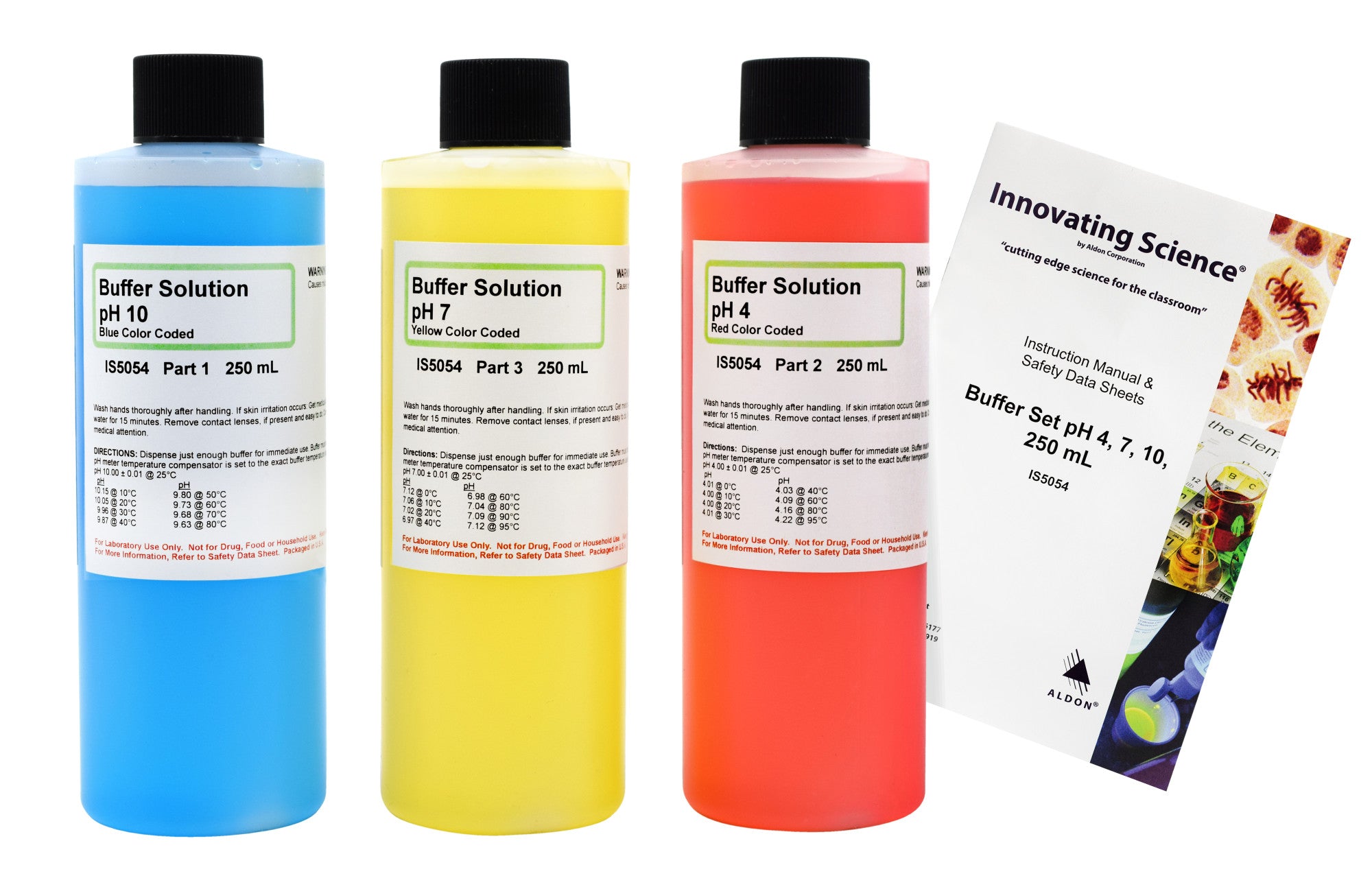 pH Buffer Calibration Kit with pH 4, 7 and 10 Solutions, 250mL Each