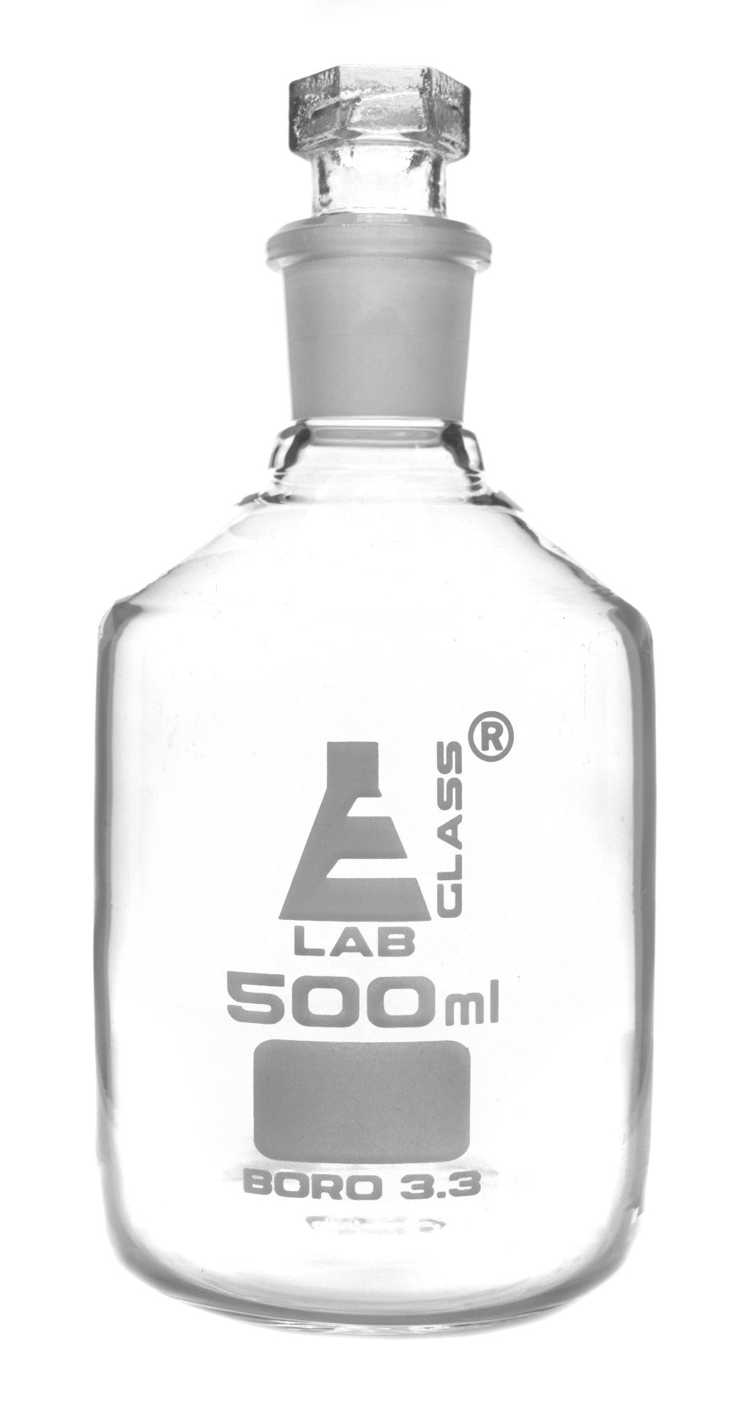 Narrow Mouth Borosilicate Glass Reagent Bottle with Hexagonal Glass Stopper