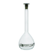 Class A Borosilicate Glass Volumetric Flask with Polyethylene Stopper, White Graduations