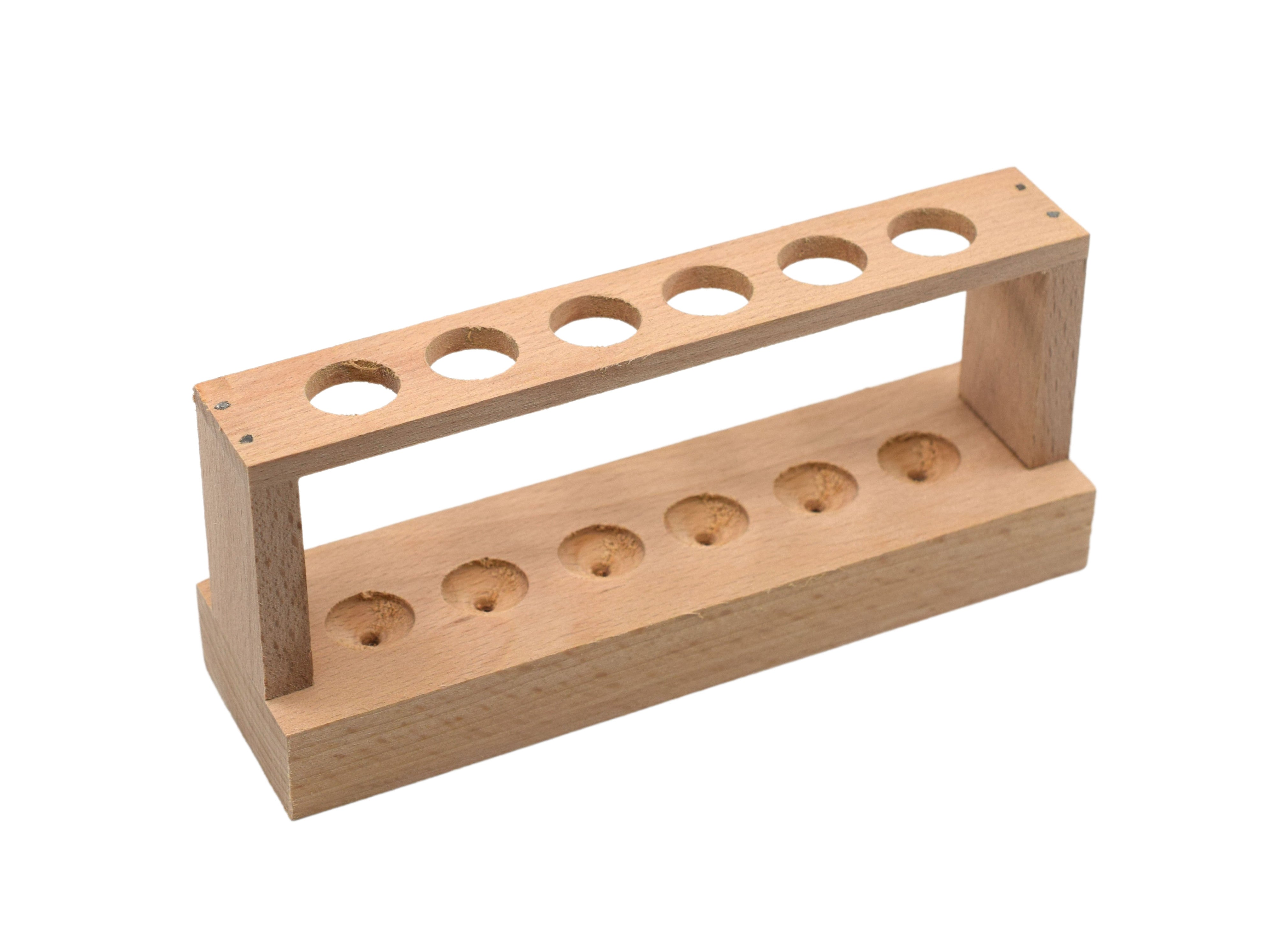 6-Tube Economy Wooden Test Tube Rack, 8" Wide, for 22mm Tubes