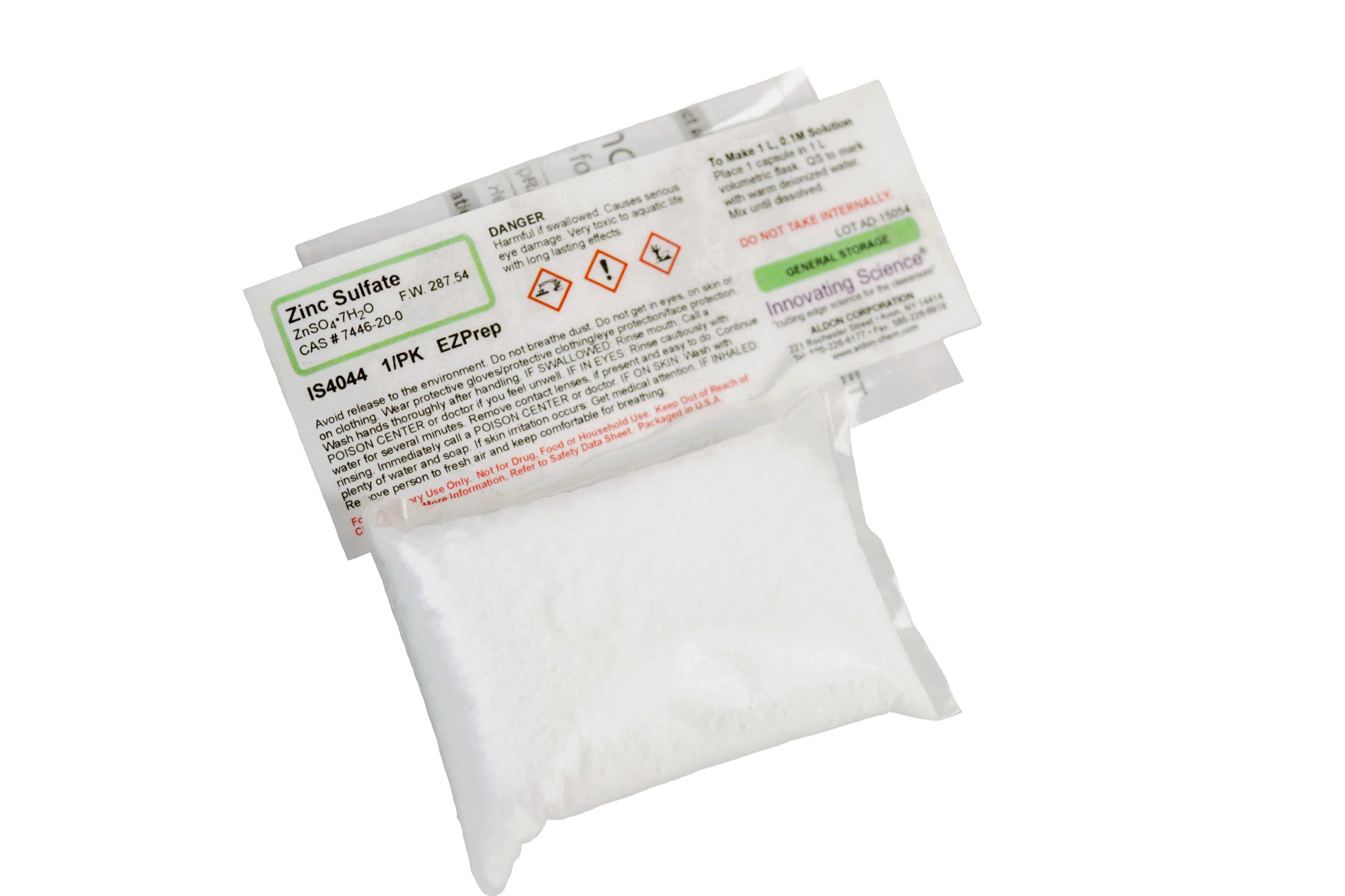 Zinc Sulfate: EZ-Prep - 1 Capsule - Makes 1 Liter 0.1M Solution