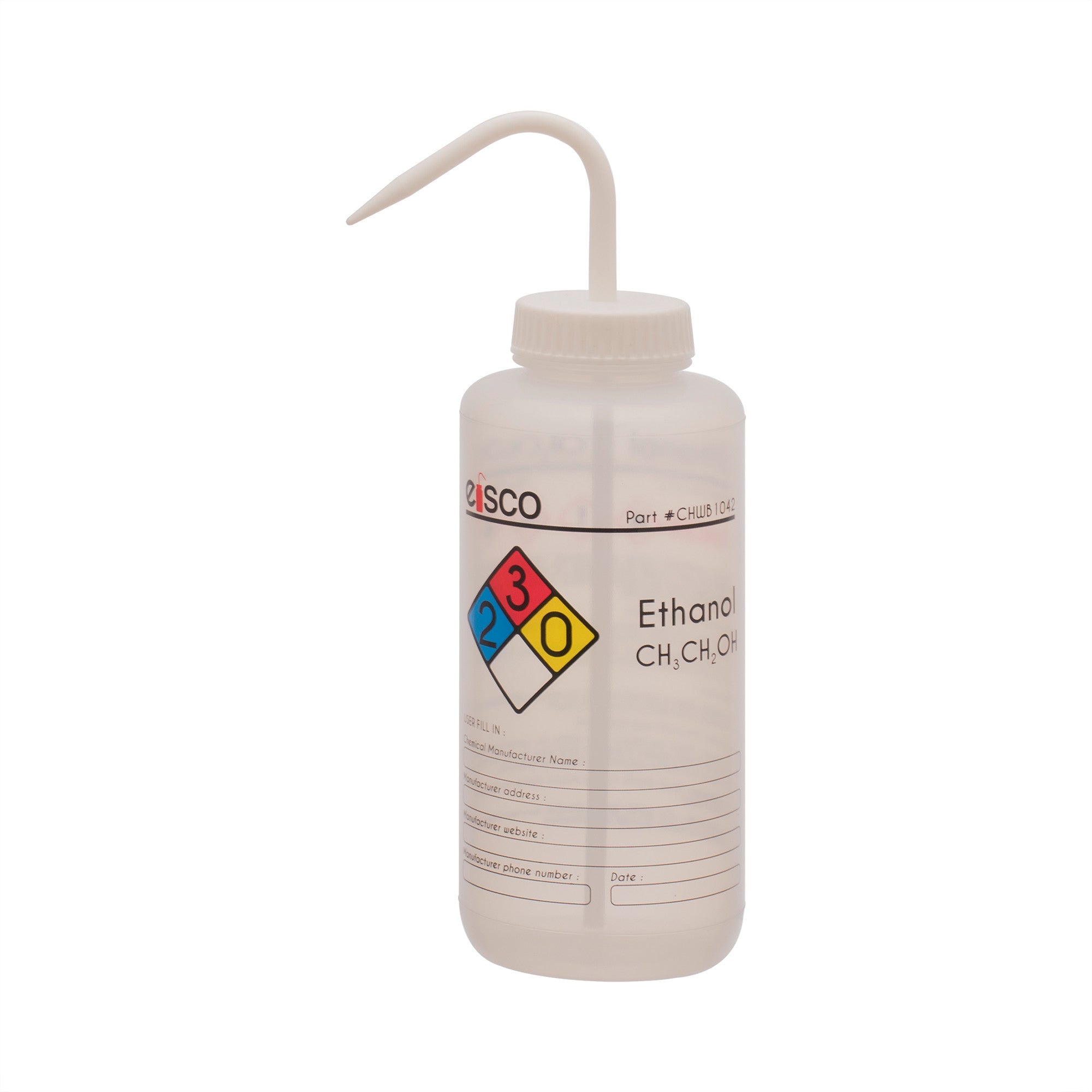 Ethanol Wash Bottle, LDPE, 4-Color Label, 1000mL