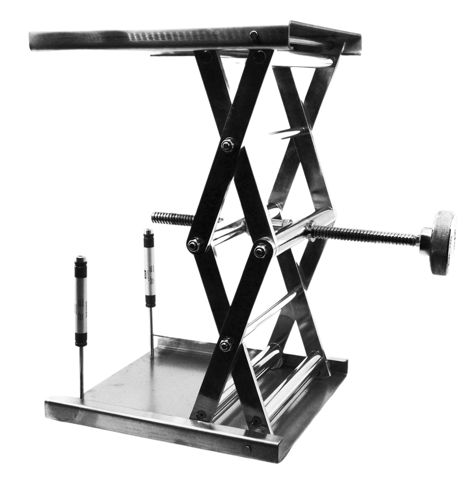 Premium Stainless Steel Scissor Jack with Hand Crank, 18" Extension