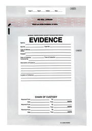Tamper-Evident Evidence Bag, 9"x12" Transparent, 100-Pack