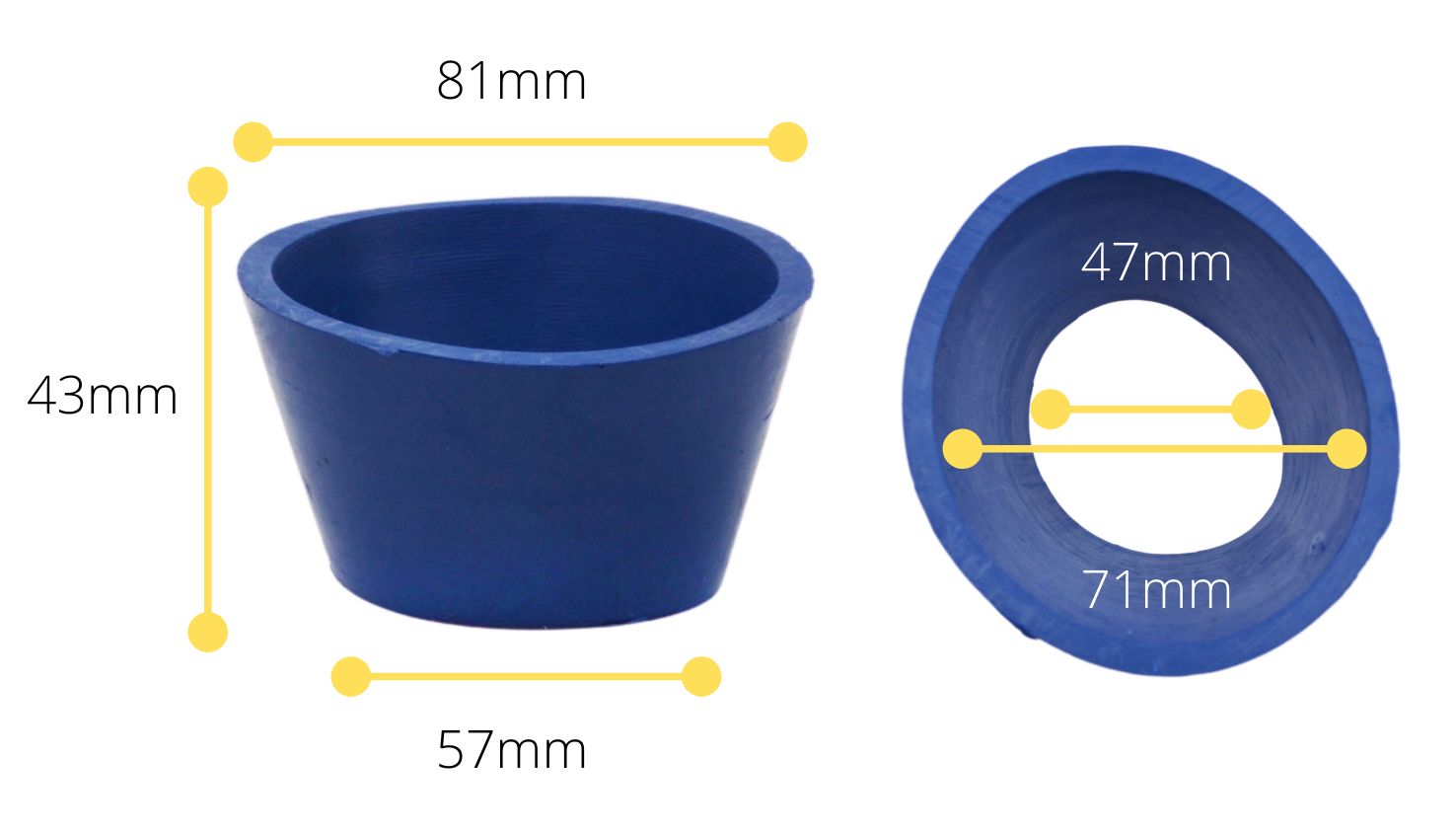 Neoprene Filter Adapter Tapered Cone for Buchner Funnels, Size 7, 81 x 57 x 43mm