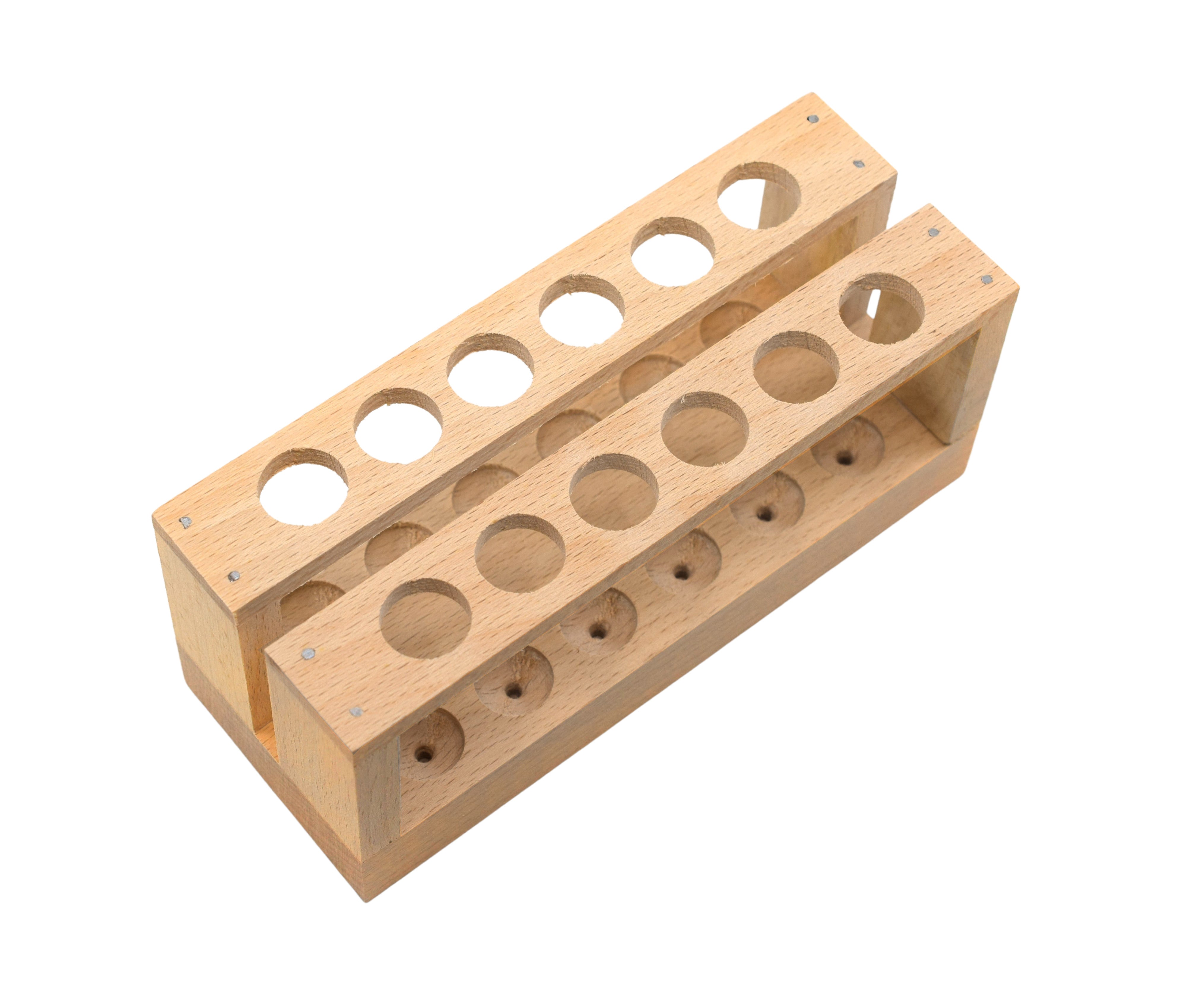 12-Tube Economy Wooden Test Tube Rack, 6" Wide, for 15mm Tubes