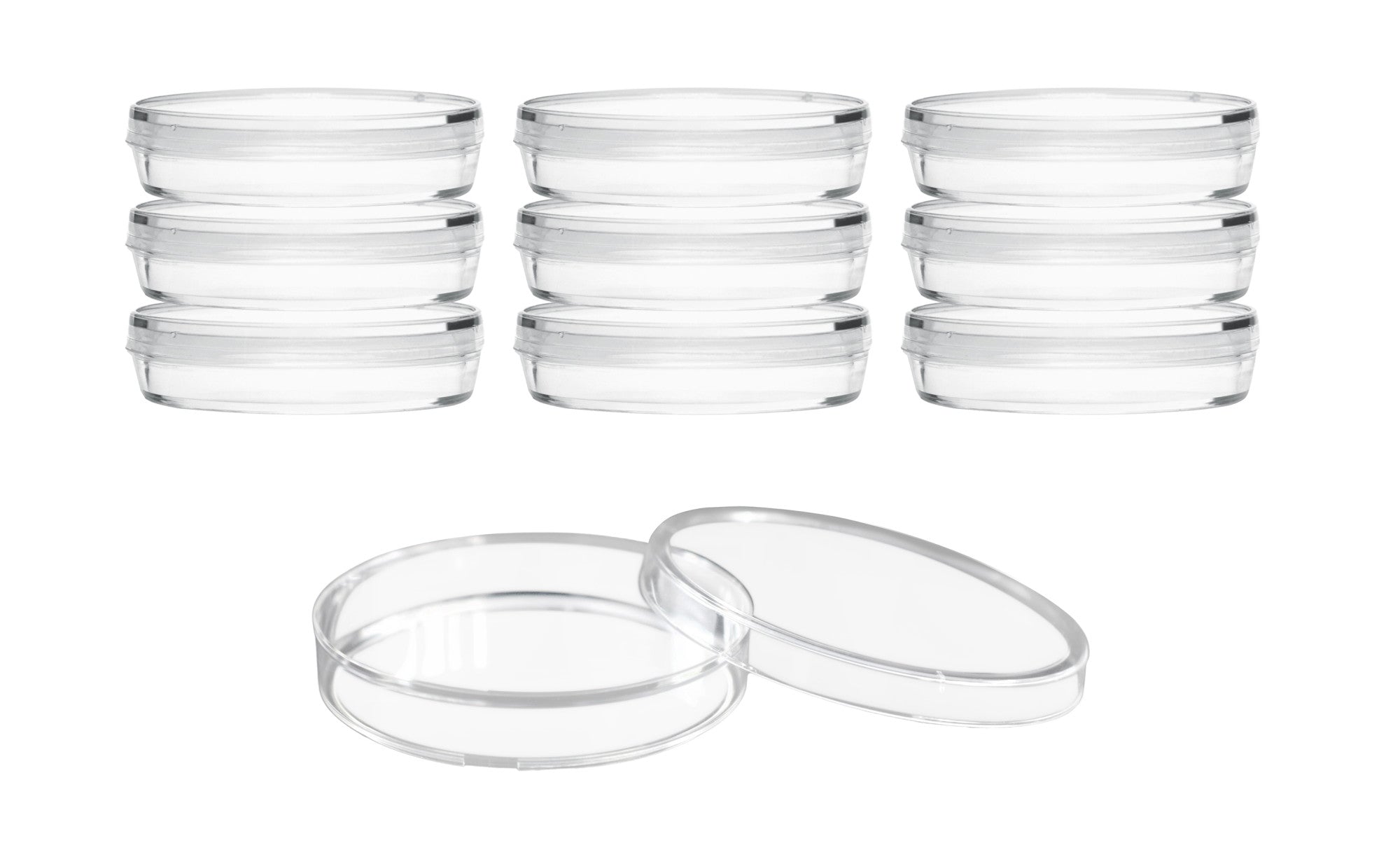 Sterile Triple-Vented Polystyrene Petri Dish with Lid, 10-Pack