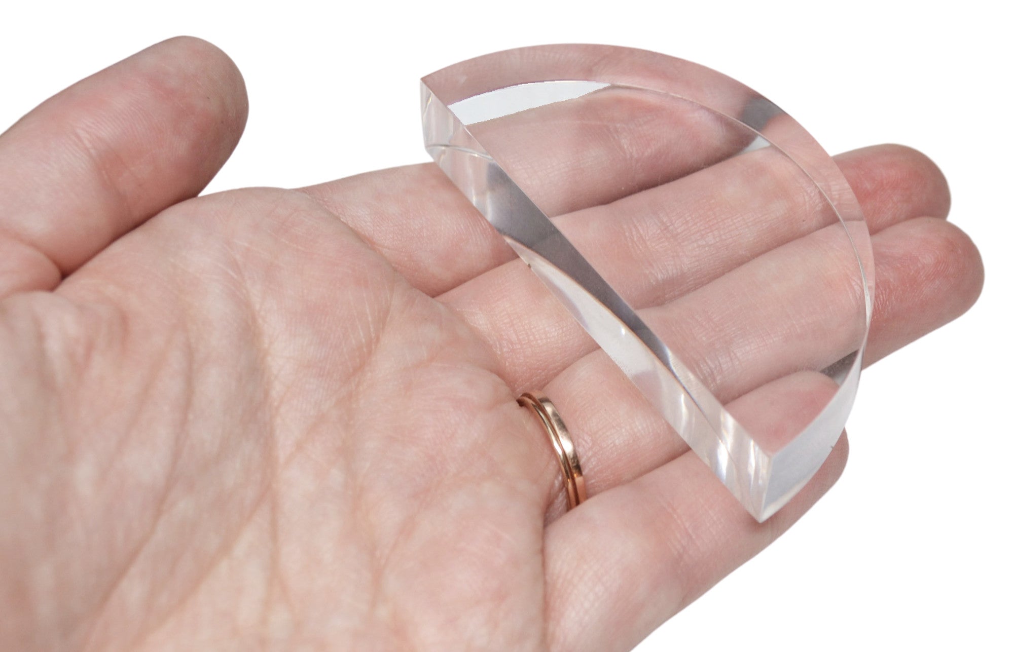 Semicircular Acrylic Block with Polished Sides, 3"