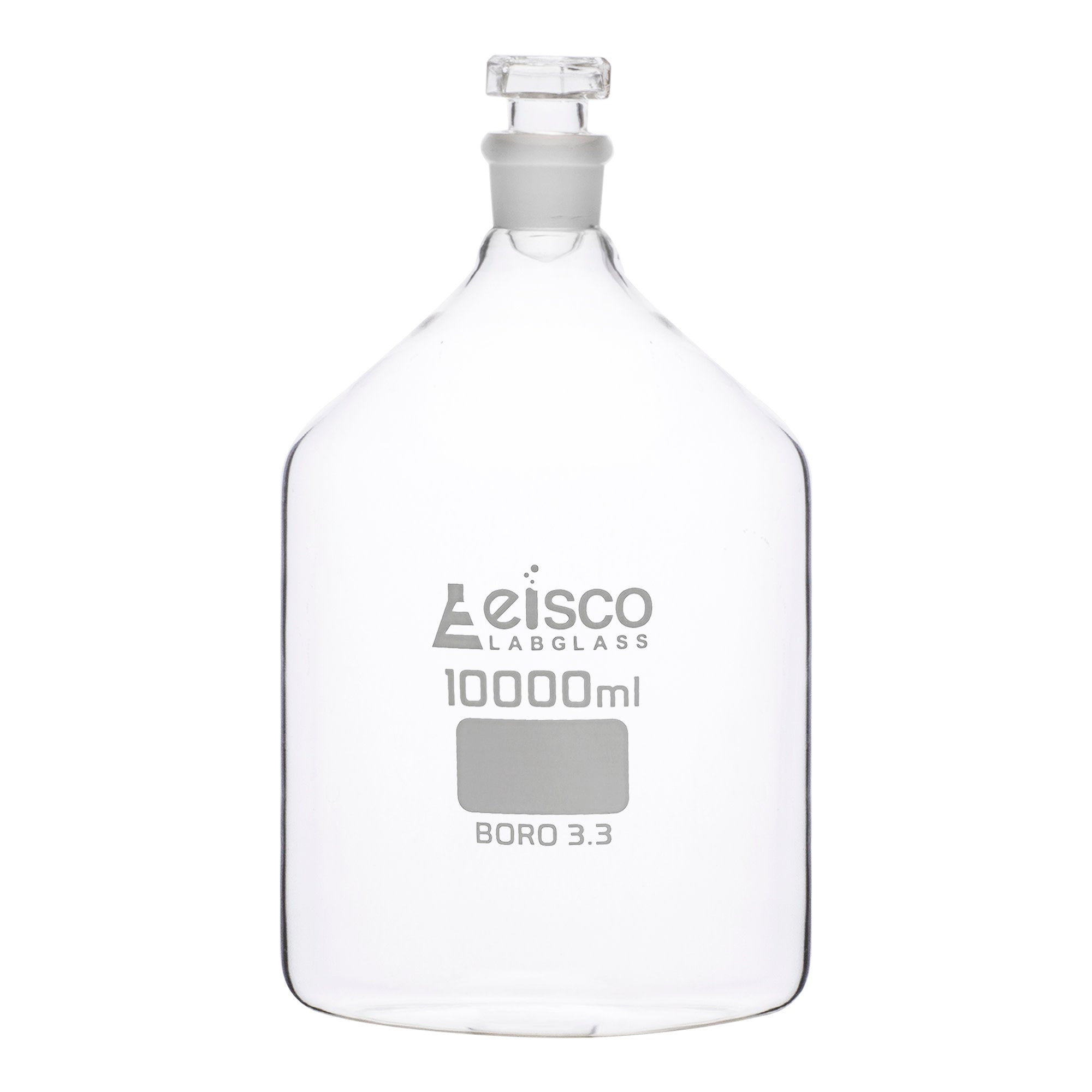 Narrow Mouth Reagent Bottle with Glass Stopper, 10000mL, Borosilicate Glass
