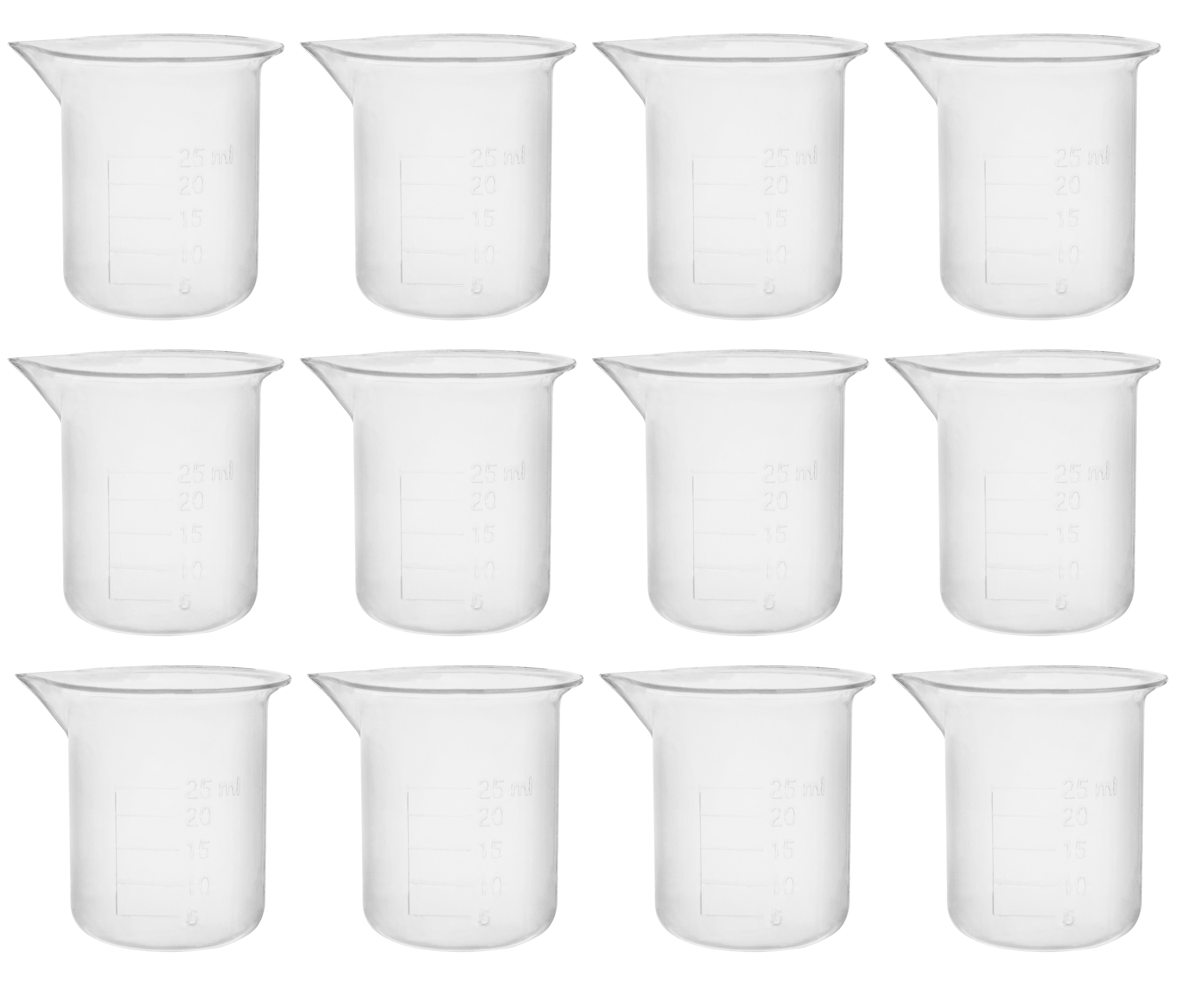 Polypropylene Beaker with Raised Graduations and Tapered Spout, 12-Pack