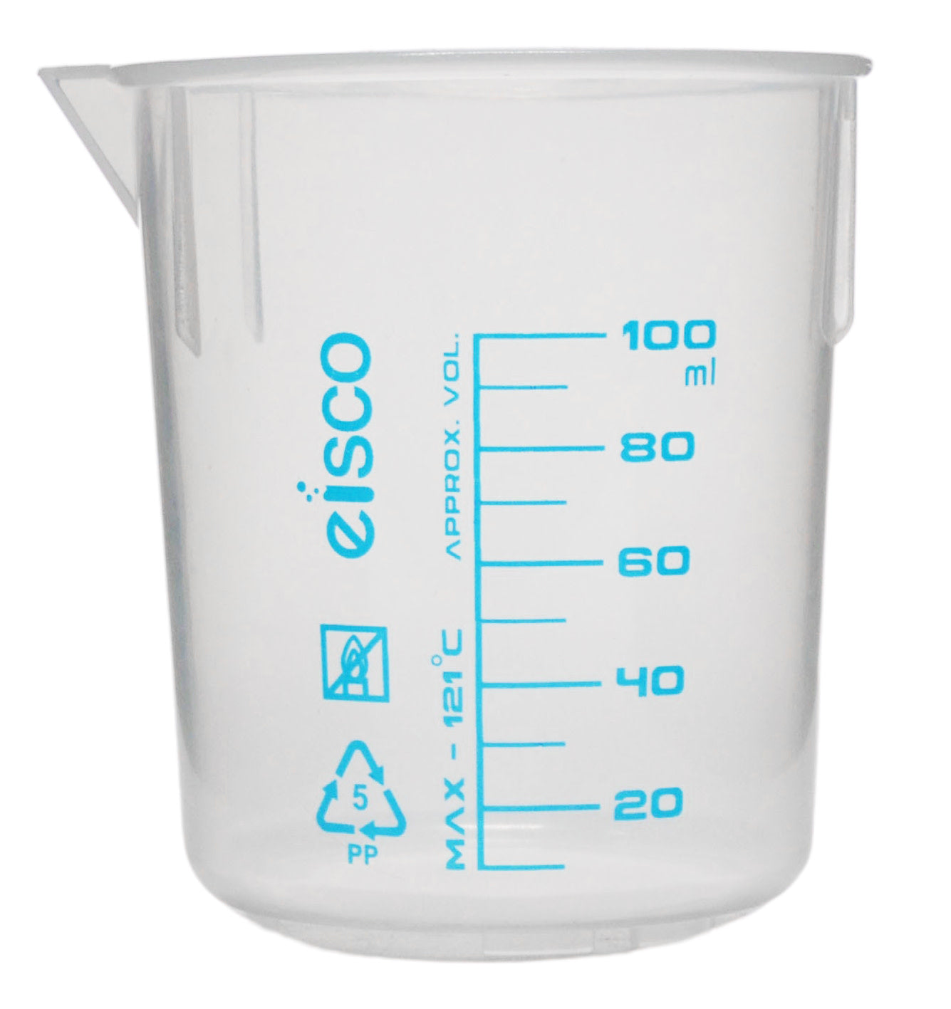 5-Piece Screen-Printed Polypropylene Beaker Set with Spout, 50/100/250/600/1000mL