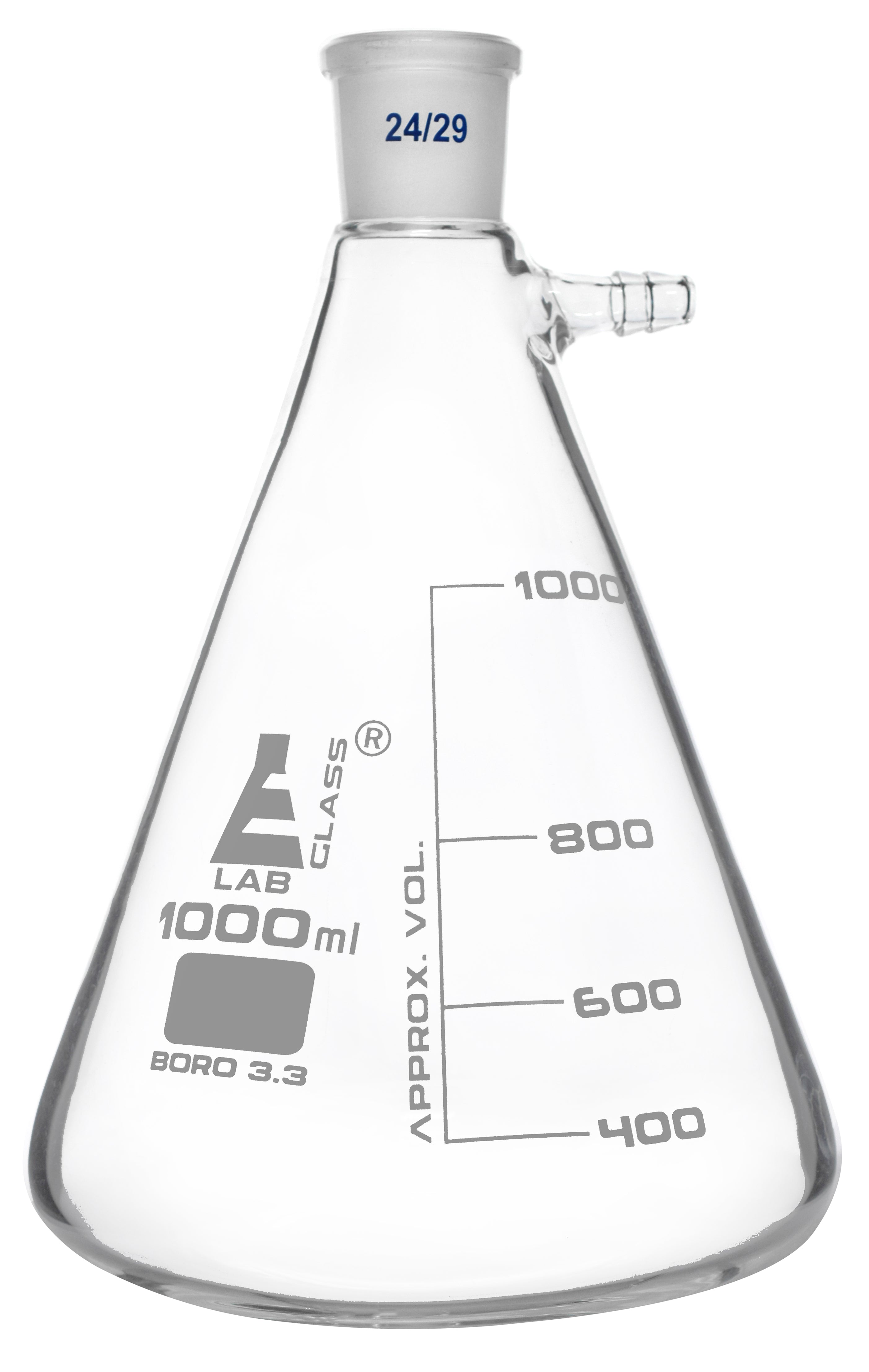 Heavy Wall Borosilicate Glass Buchner Filtering Flask with Side Arm
