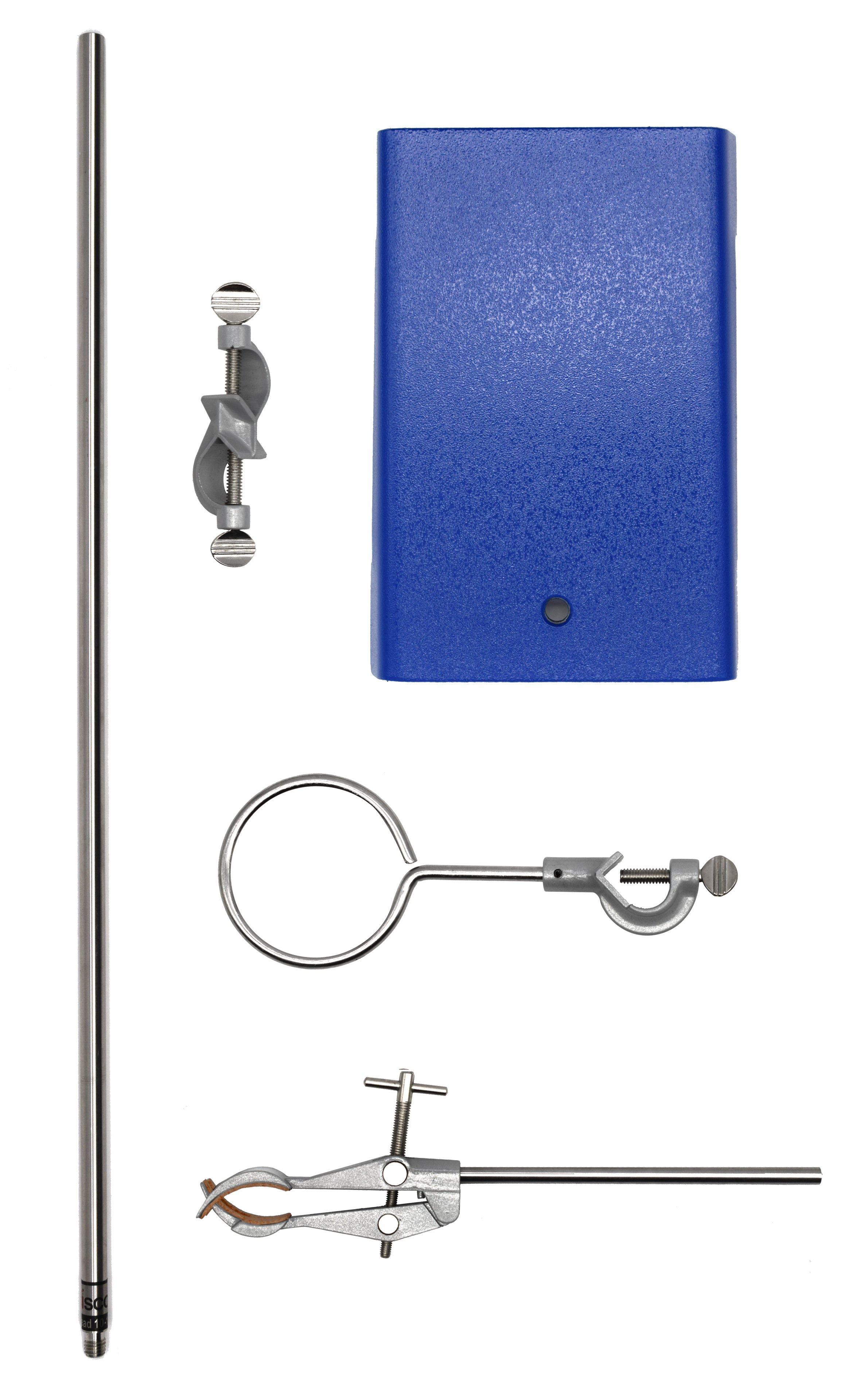 Chemical Resistant Steel Ring Stand Set with Clamp, 8 x 5" Base, 24" Rod