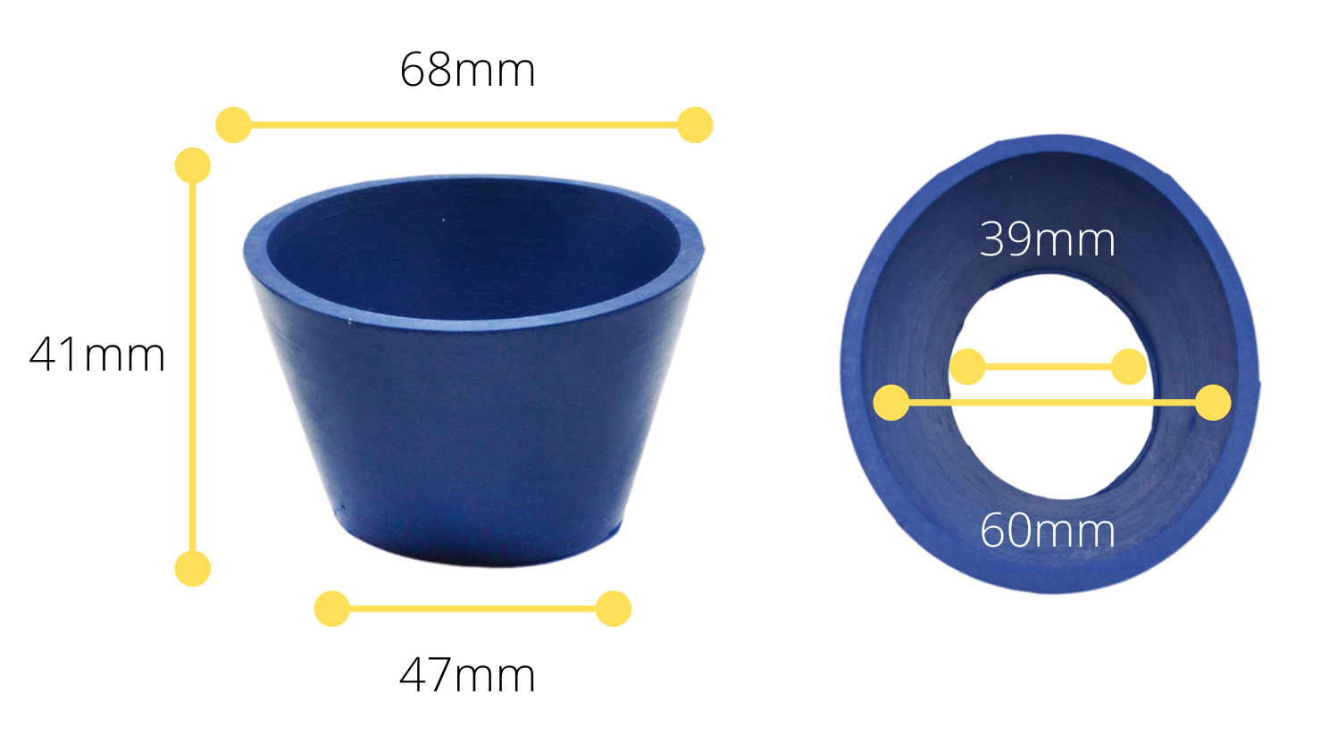 Neoprene Filter Adapter Tapered Cone for Buchner Funnels, Size 6, 68 x 47 x 41mm
