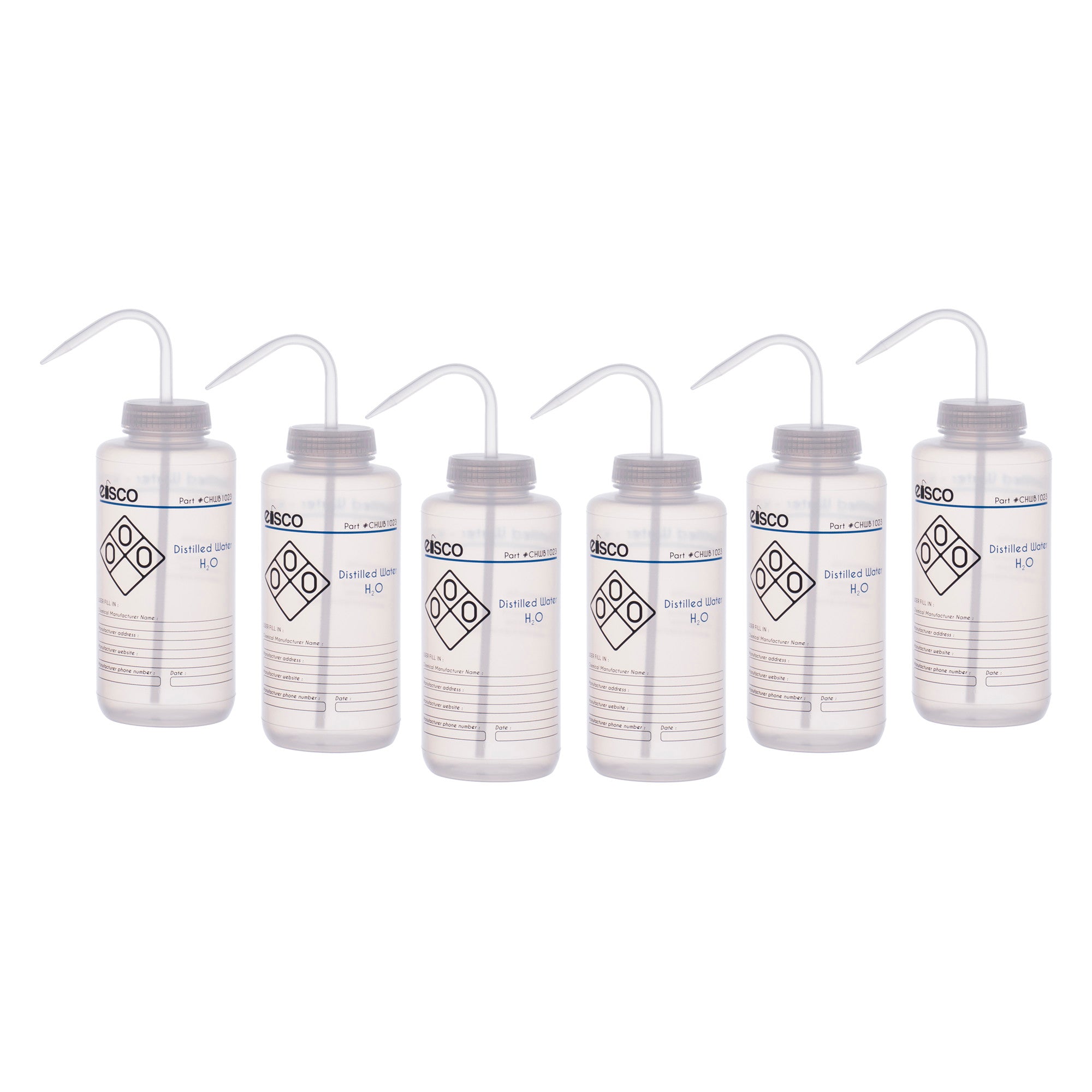 Distilled Water Wash Bottle, LDPE, 2-Color Label, 1000mL