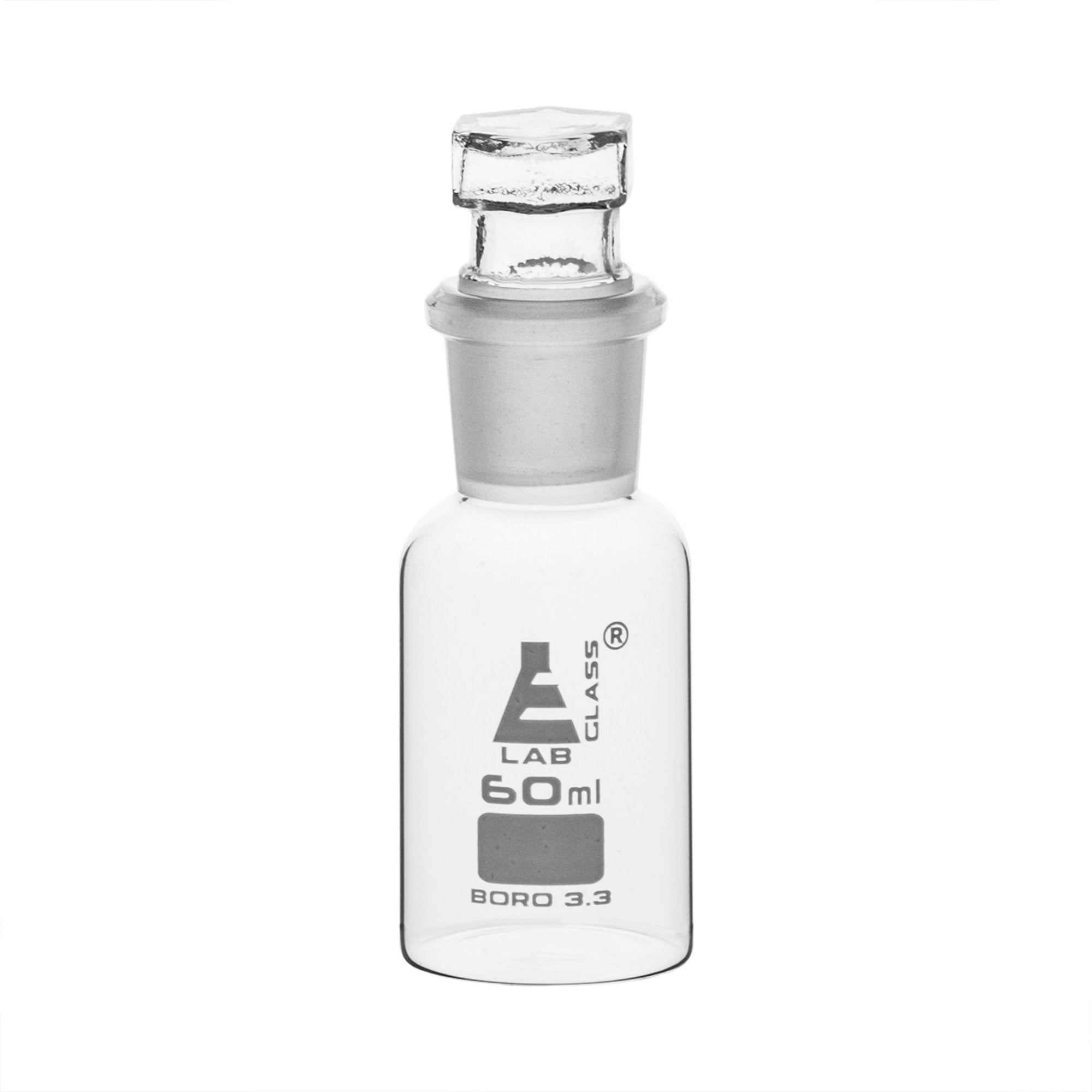 Wide Mouth Borosilicate Glass Reagent Bottle with Penny Stopper