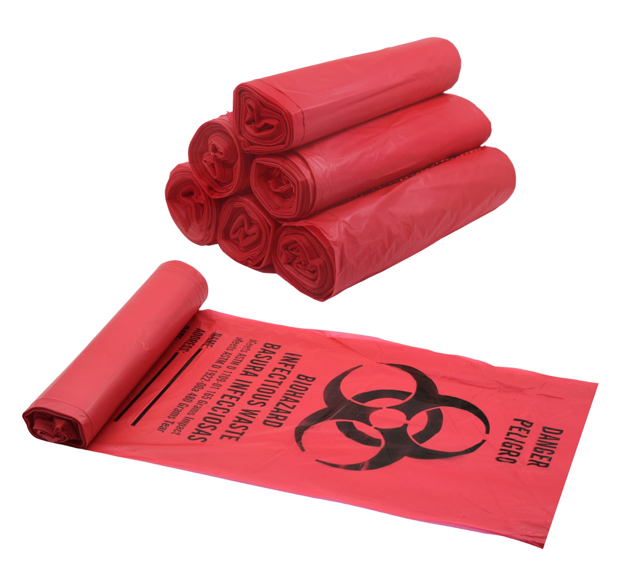 Biohazard Can Liners, 24 x 31", Red LDPE, 250-Pack