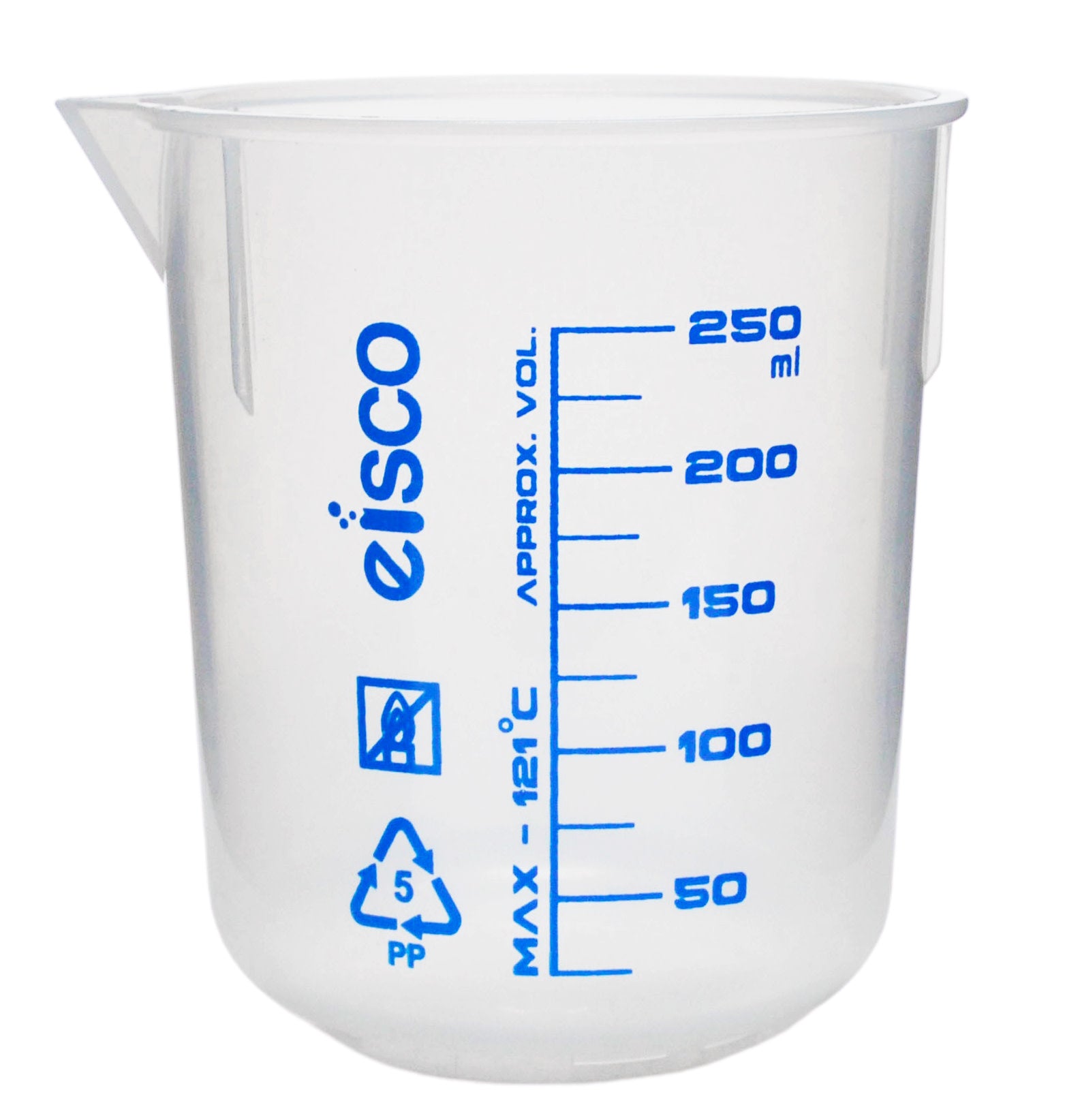 5-Piece Screen-Printed Polypropylene Beaker Set with Spout, 50/100/250/600/1000mL