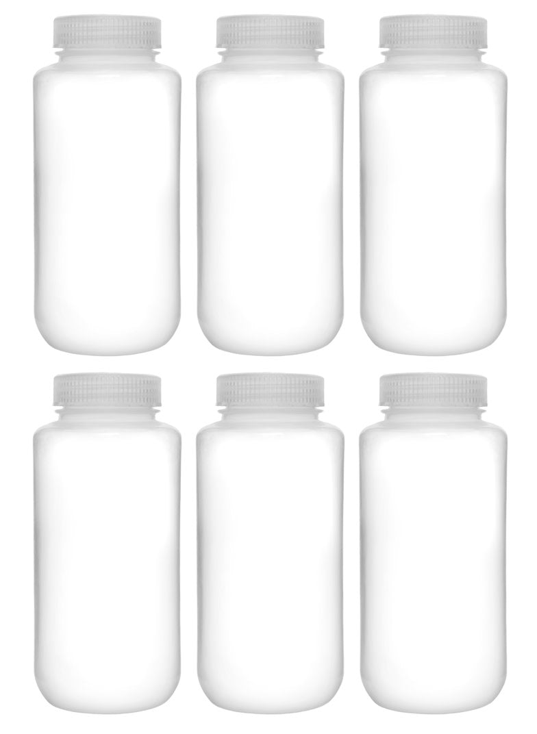 Translucent Wide Mouth Polypropylene Reagent Bottle with Screw Cap, 6-Pack