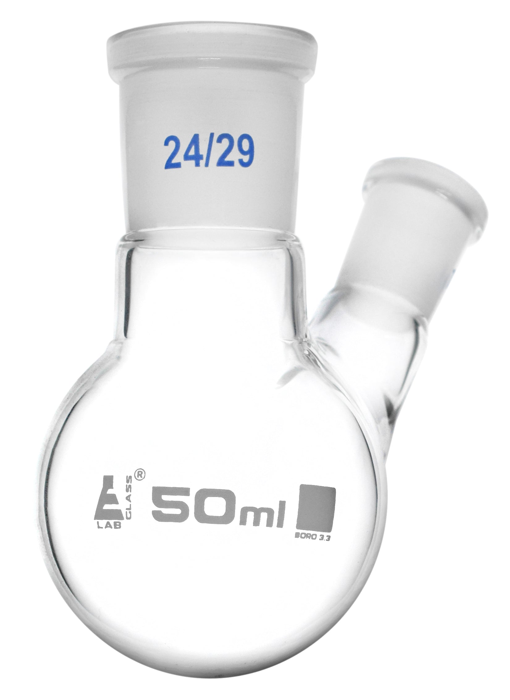 Round Bottom Oblique Neck Borosilicate Glass Distillation Flask