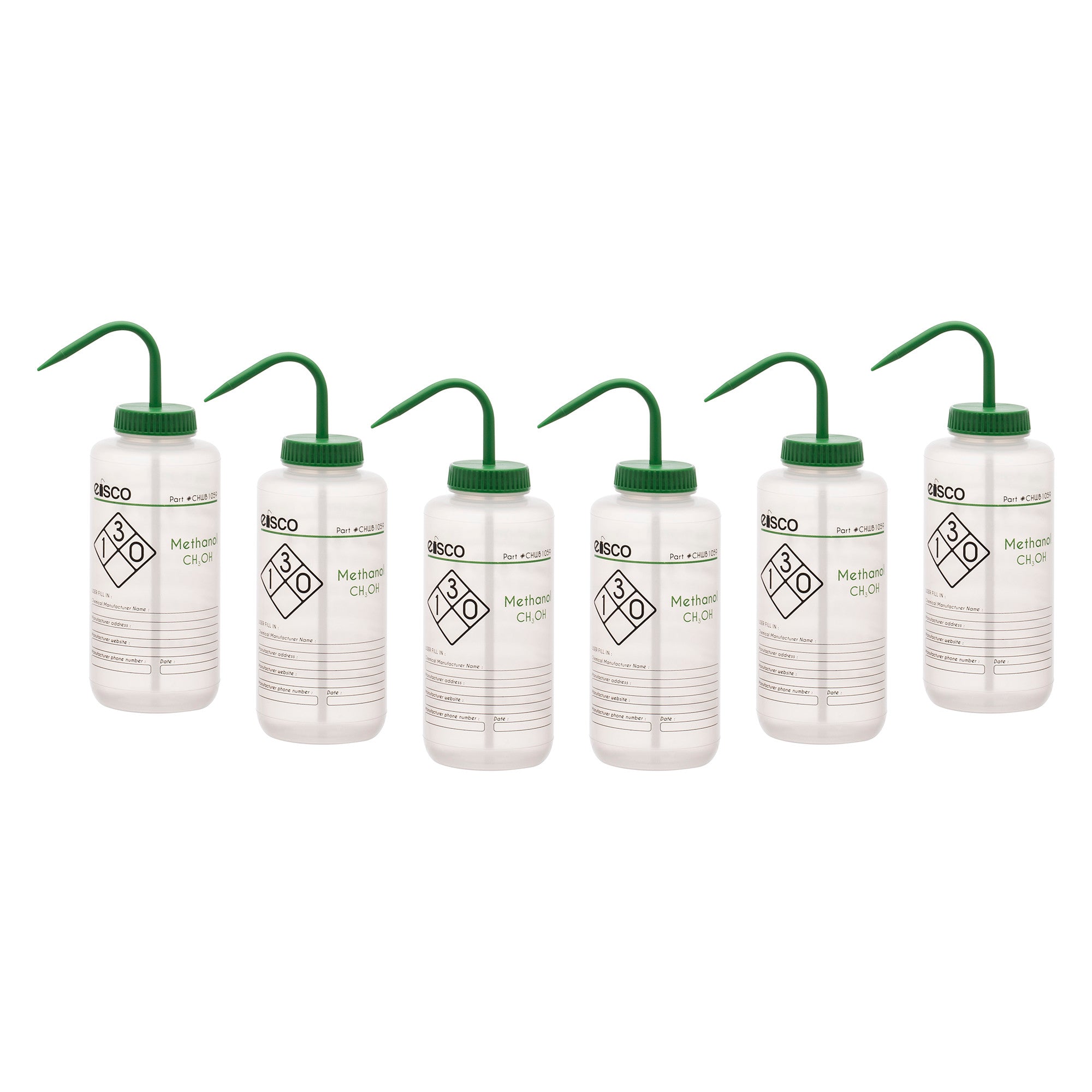 Methanol Wash Bottle, Polypropylene, 2-Color Label, 1000mL