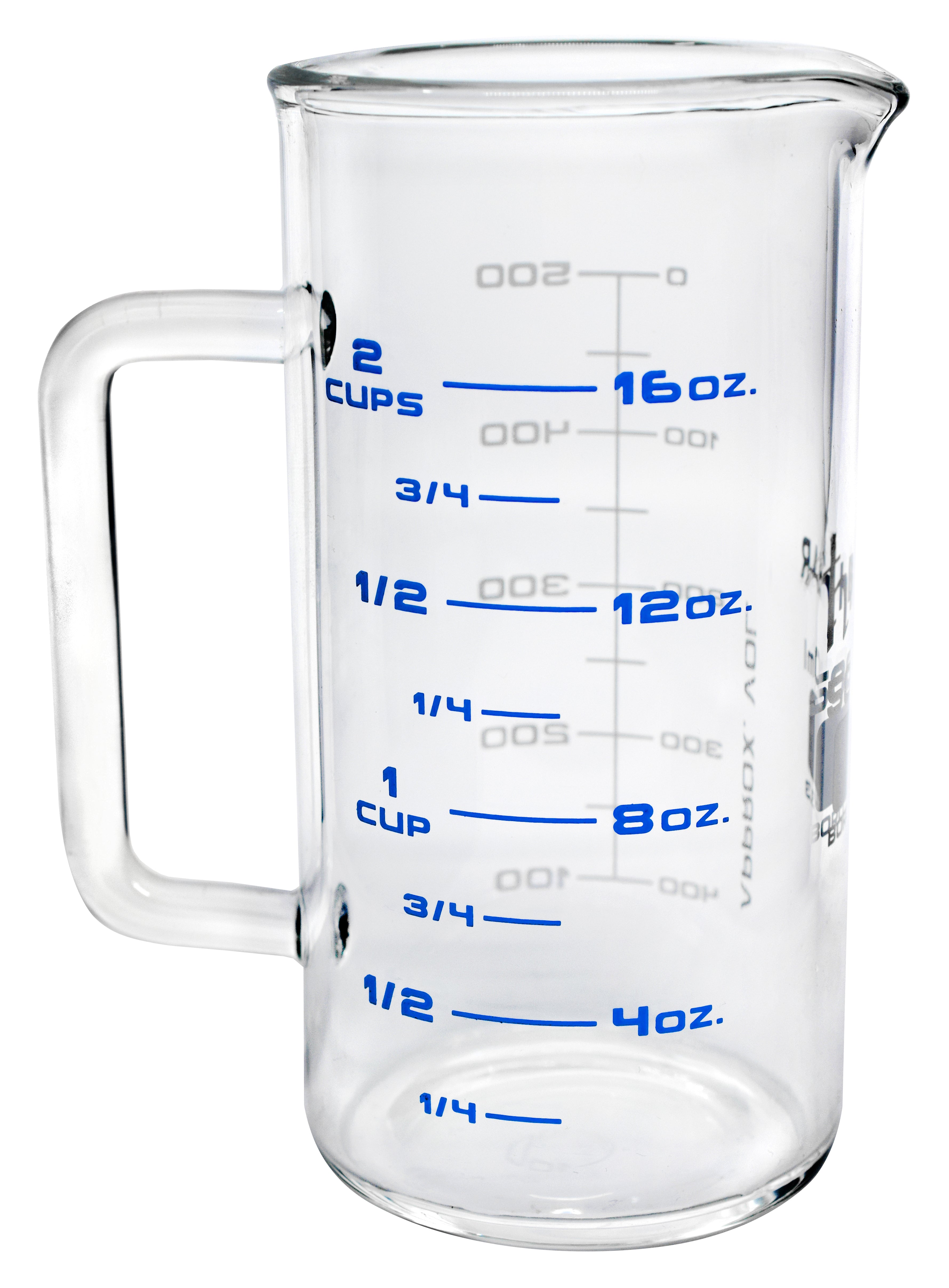 Tall Form Industrial Borosilicate 3.3 Glass Beaker Mug with Spout, 500mL