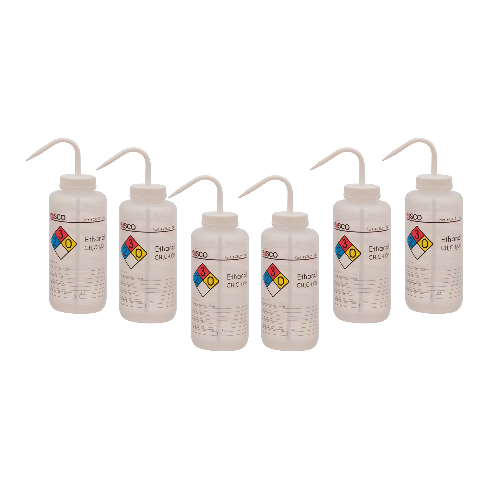 Ethanol Wash Bottle, LDPE, 4-Color Label, 1000mL