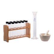 Herbalist Set with Glass Storage Tubes, Cylinder and Mortar and Pestle