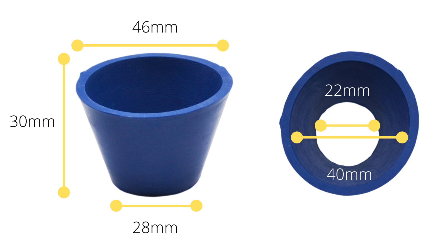 Neoprene Filter Adapter Tapered Cone for Buchner Funnels, Size 4, 46 x 28 x 30mm